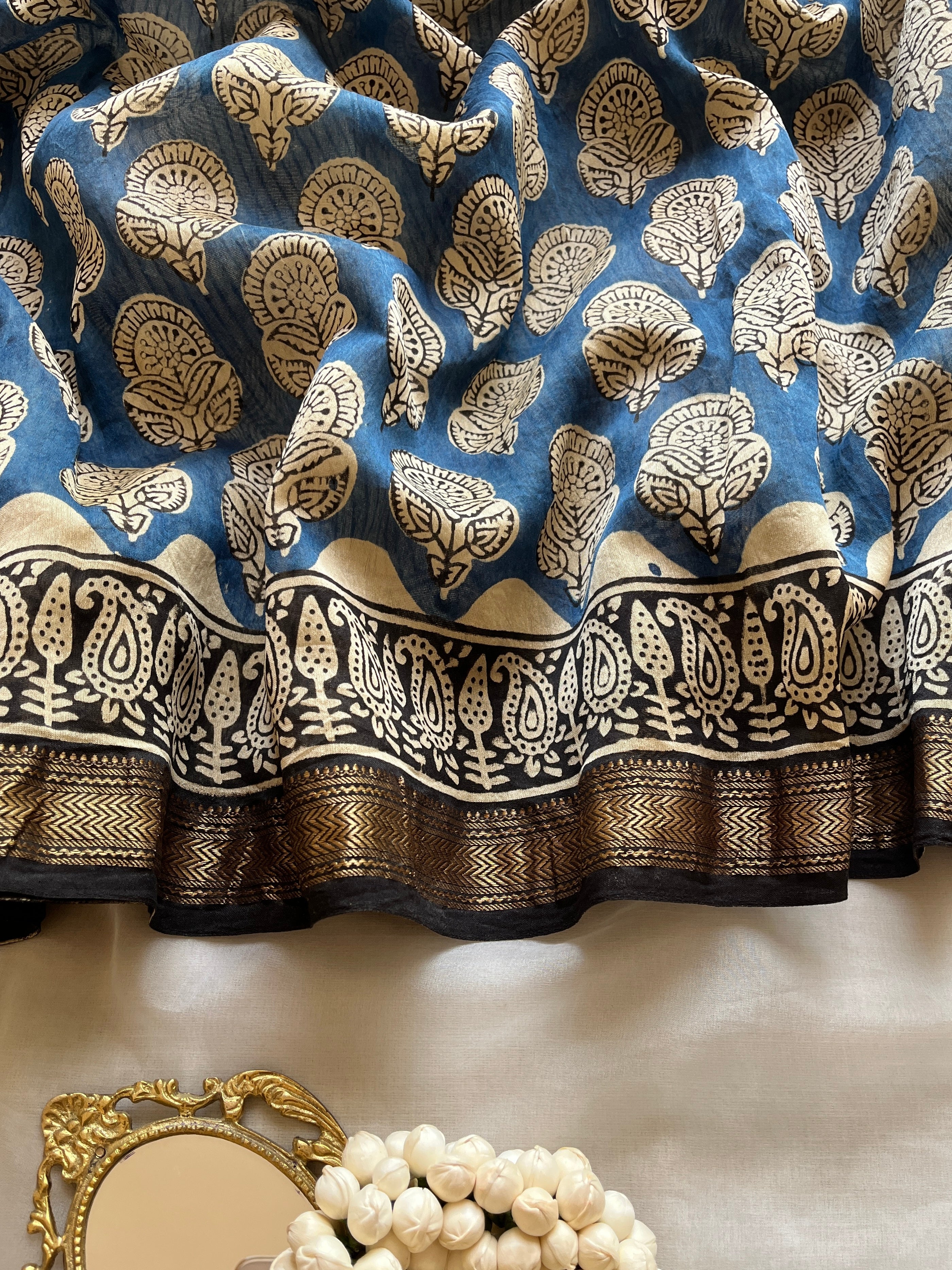 Blue Maheshwari Silk saree