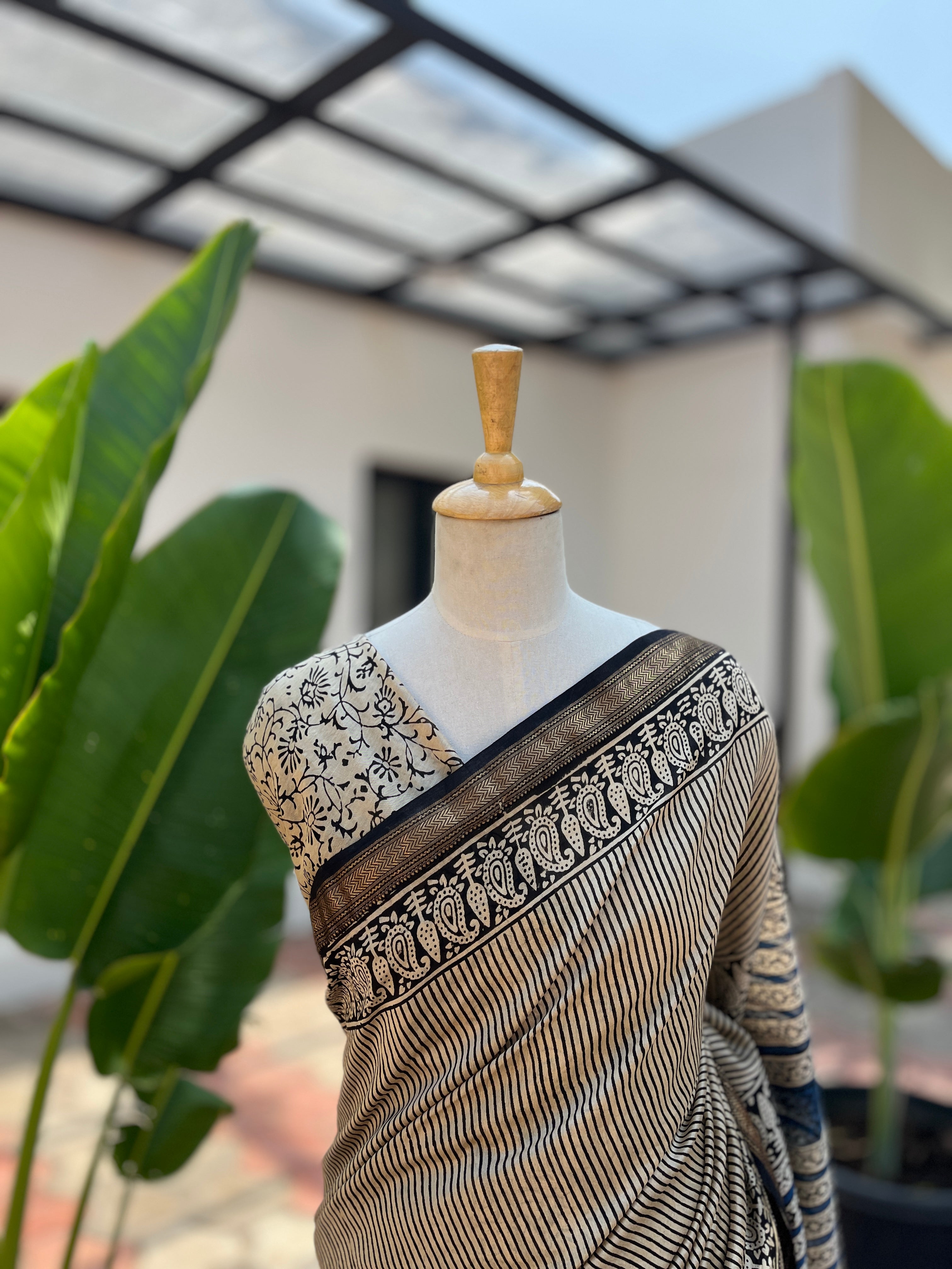 Blue Maheshwari Silk saree