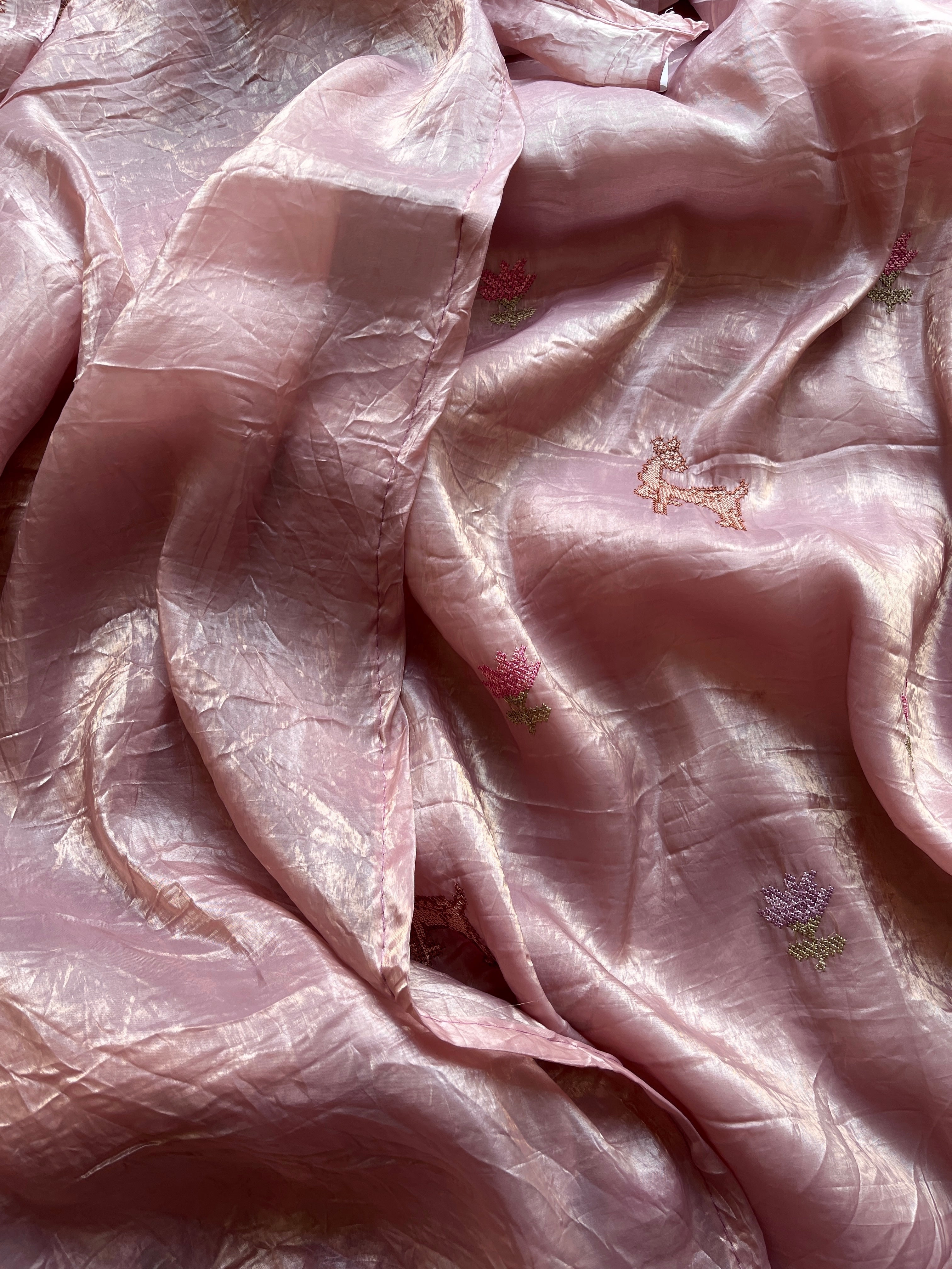 Mauve Crushed Tissue saree