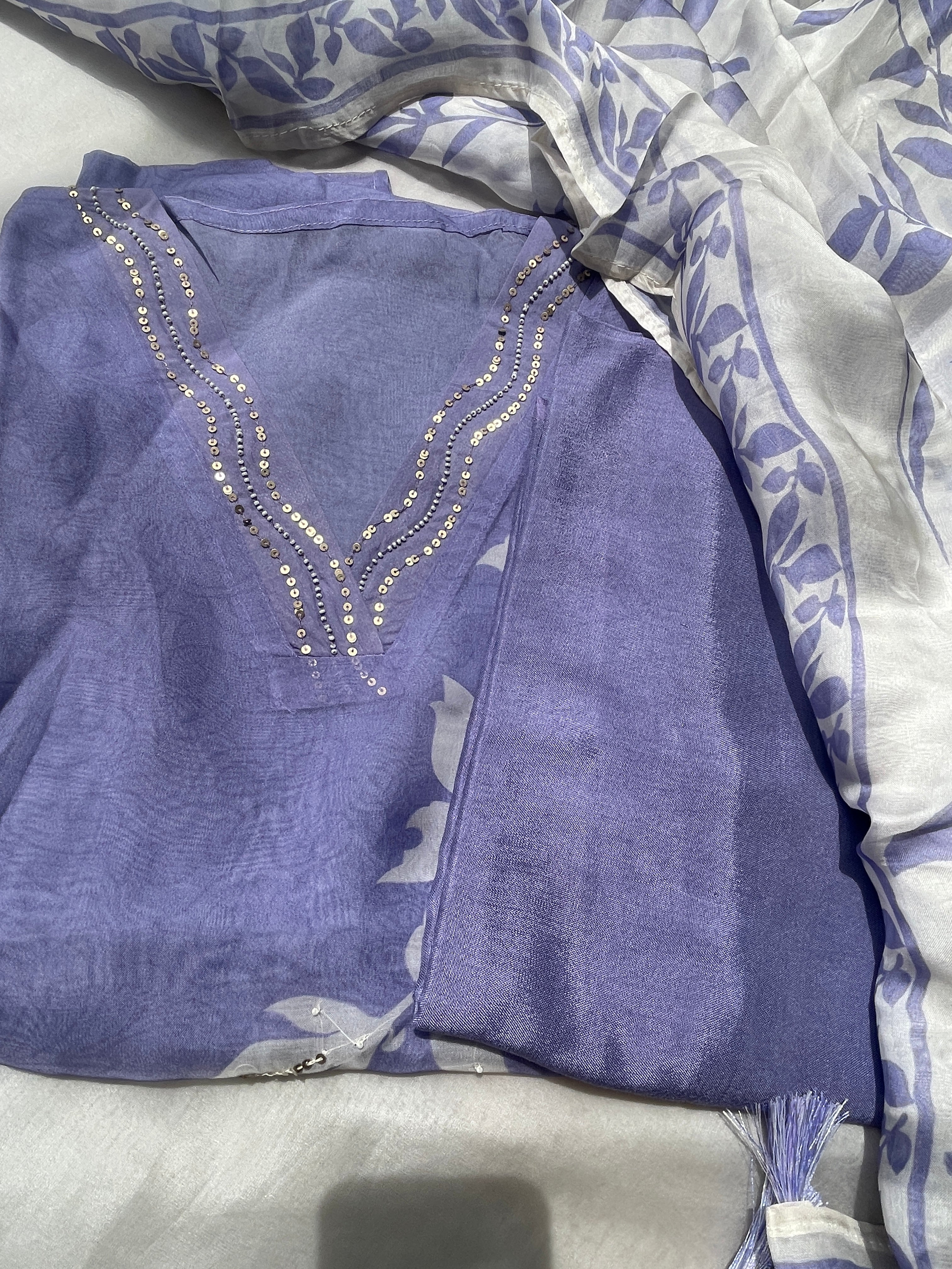 Pink ,Lilac & Purple Organza Semi stitched Salwar set