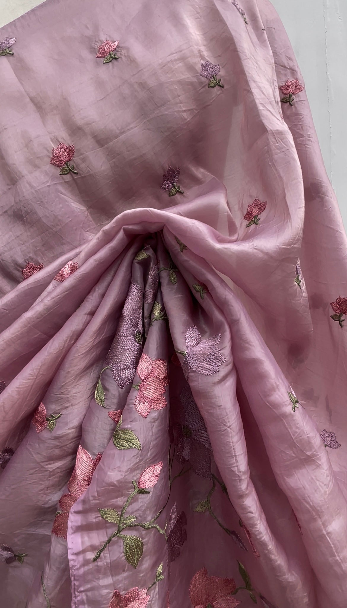 Cream & Lavender organza saree