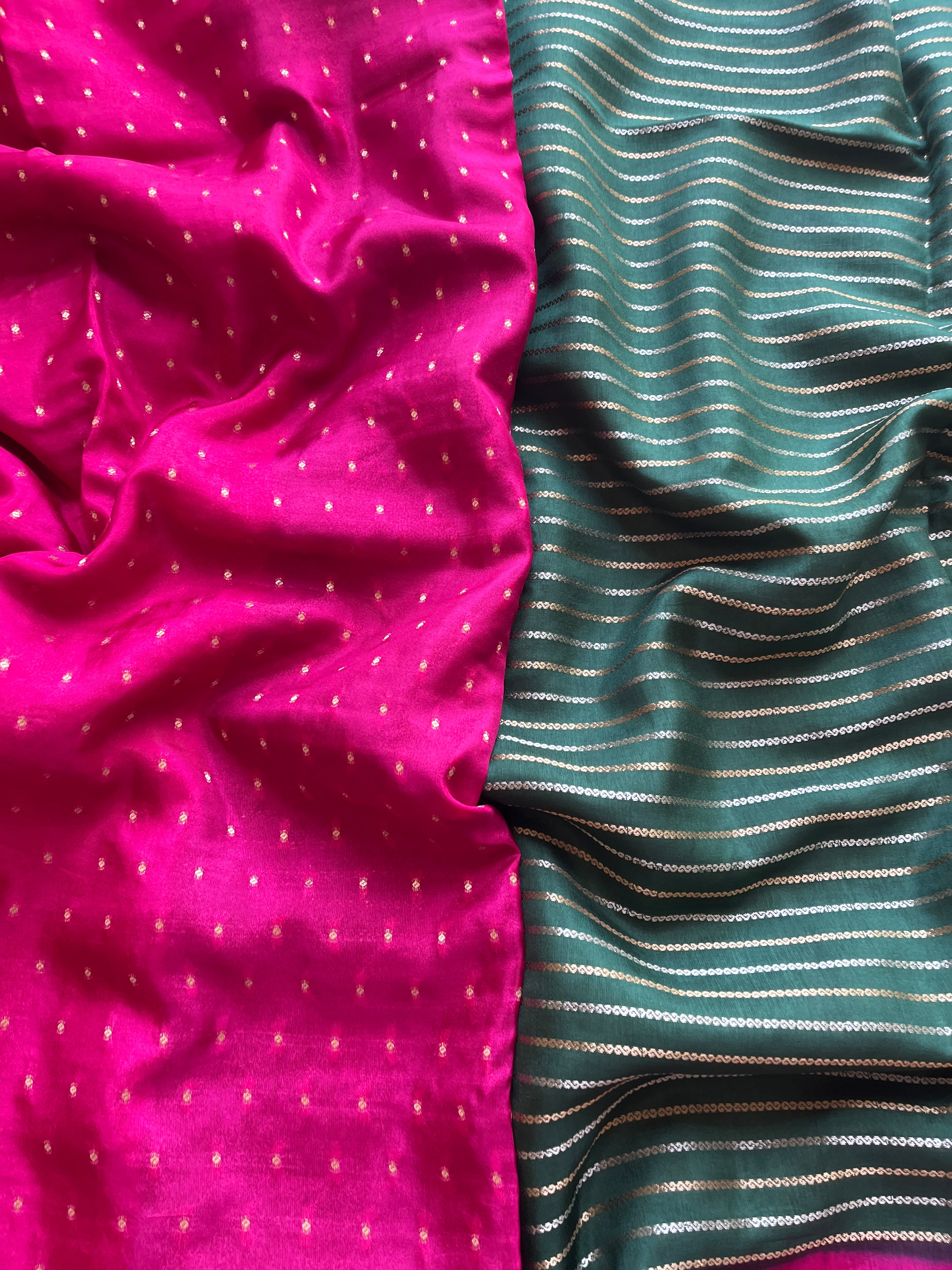 Green with pink viscose silk saree