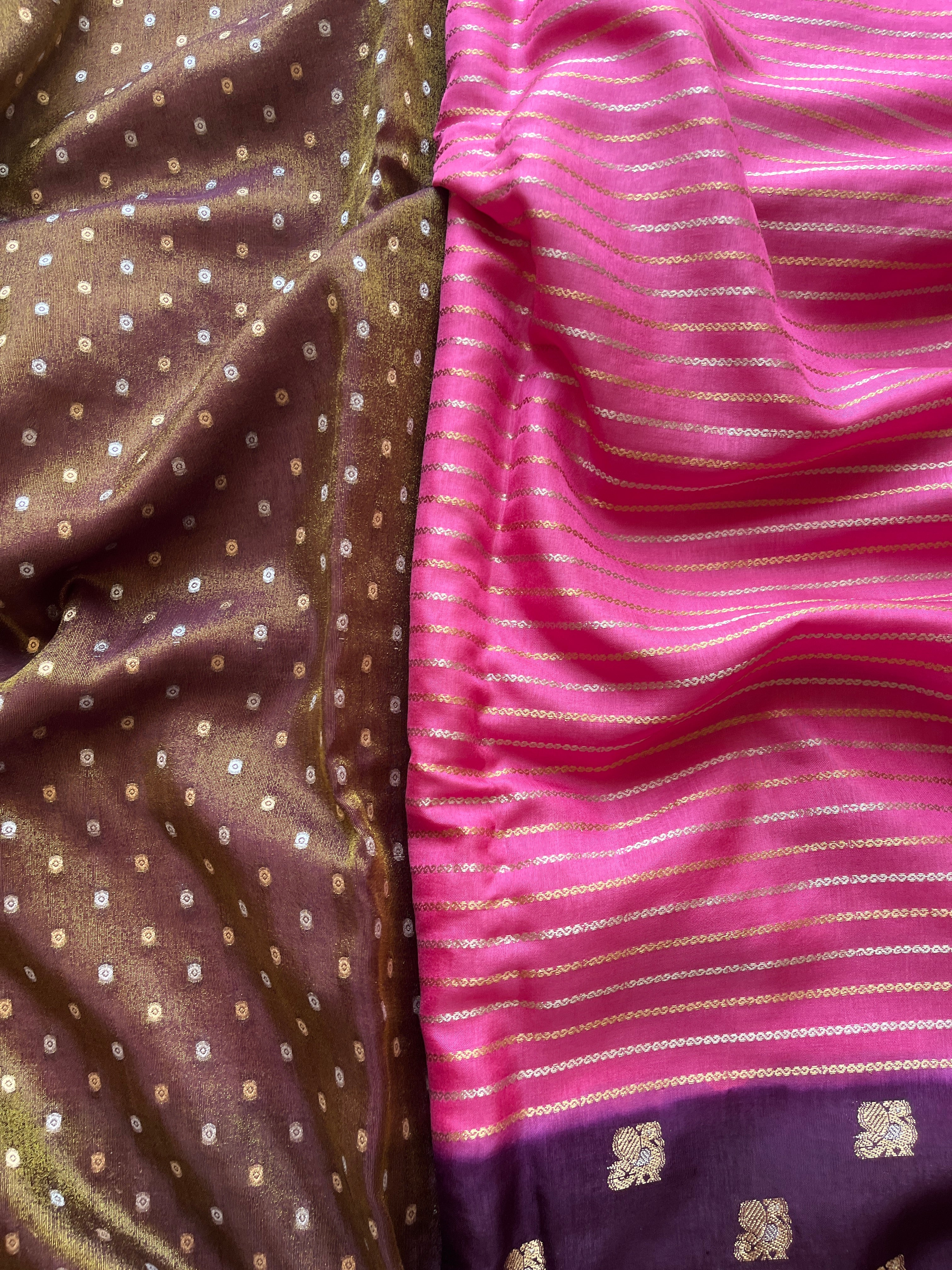 Pink with purple viscose silk saree