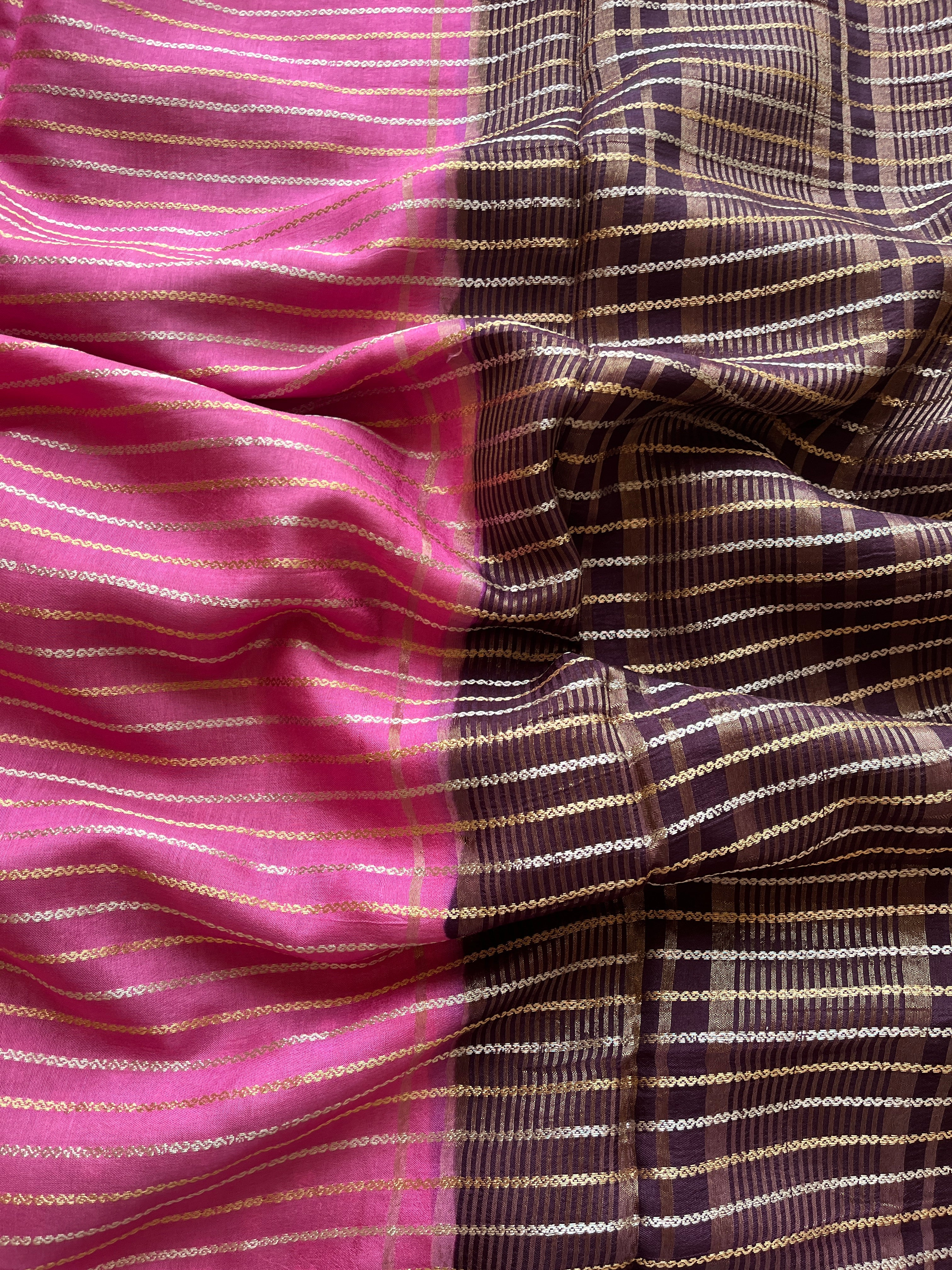 Pink with purple viscose silk saree