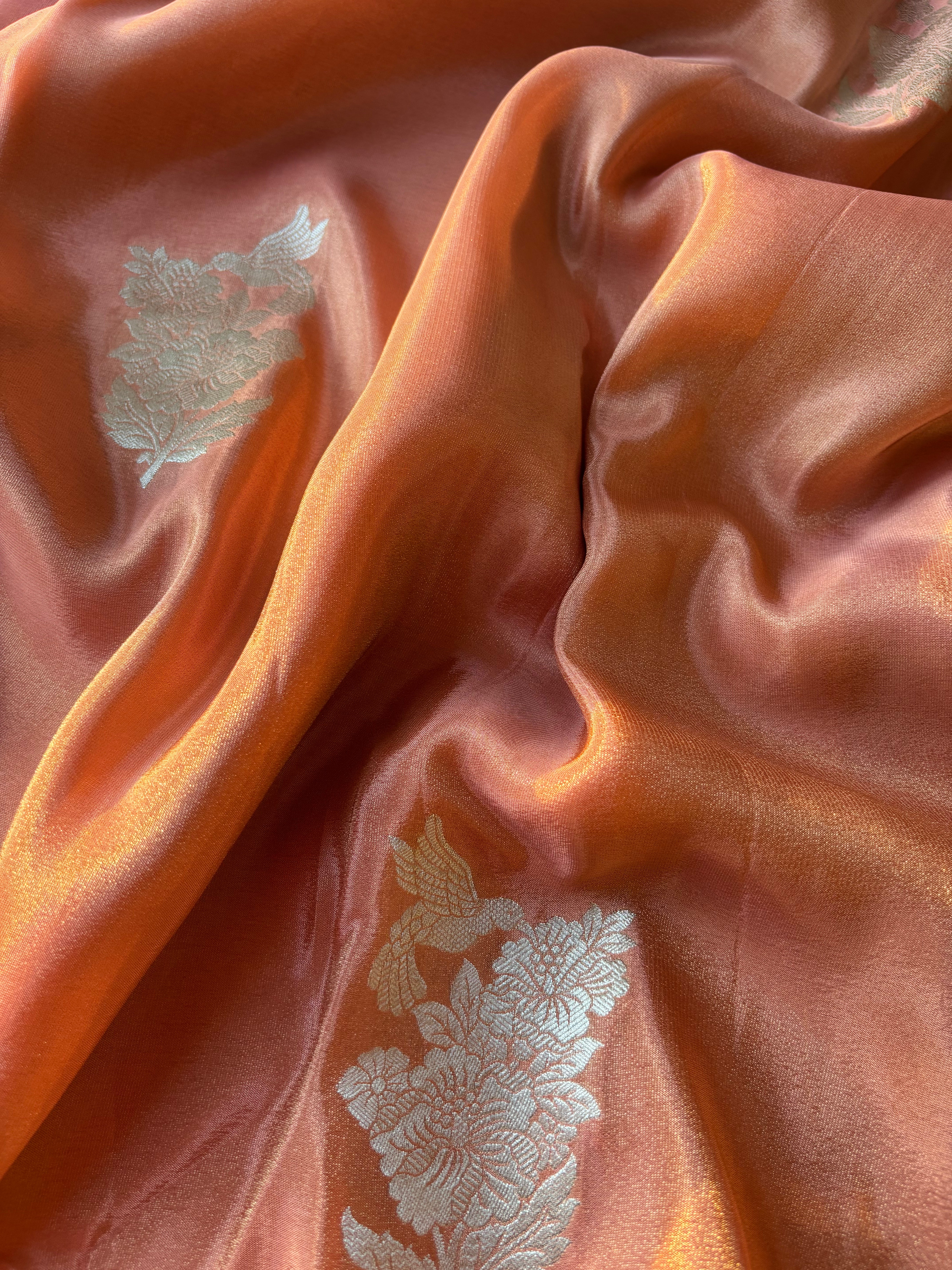 Peach tissue saree