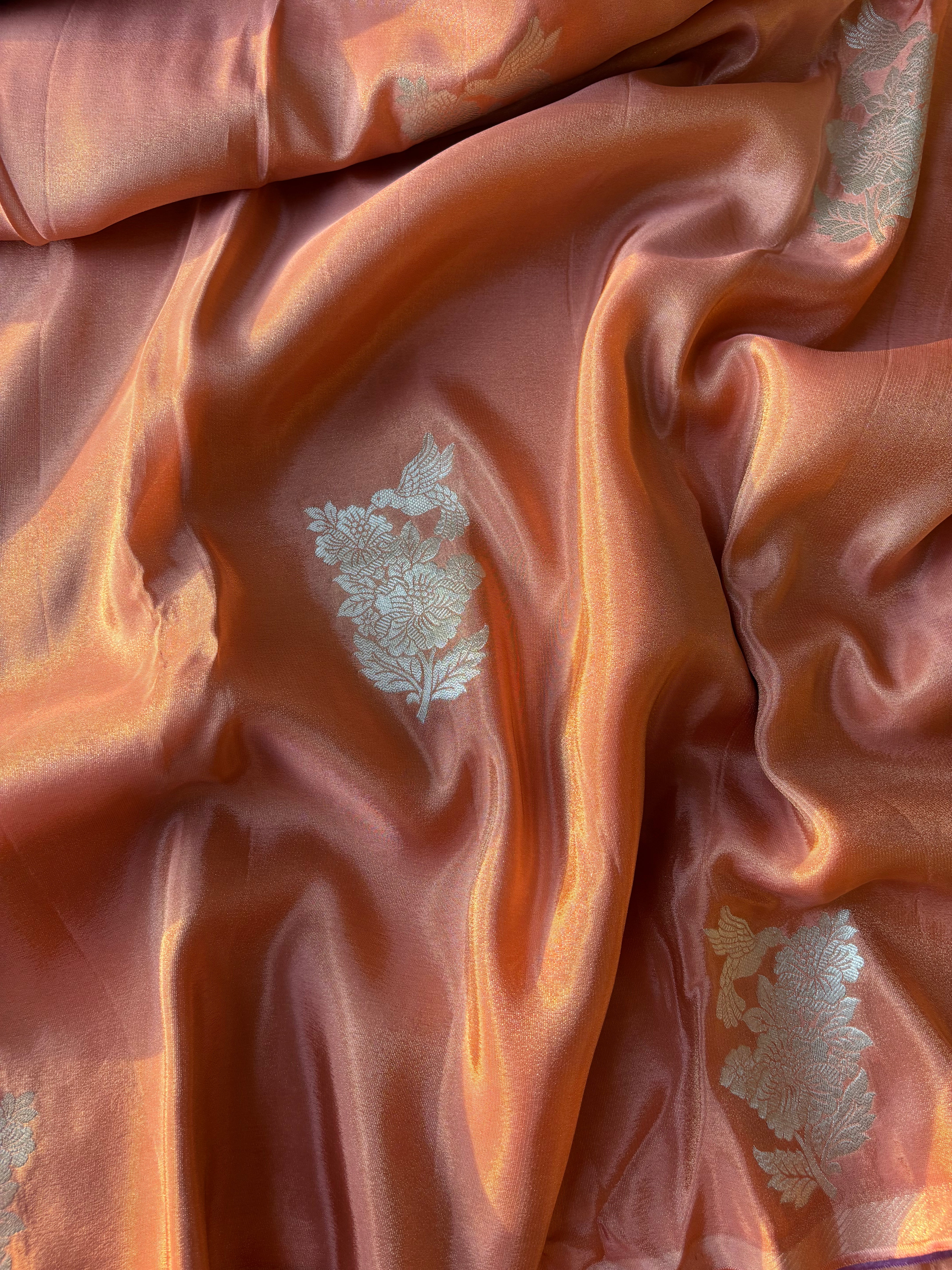 Peach tissue saree