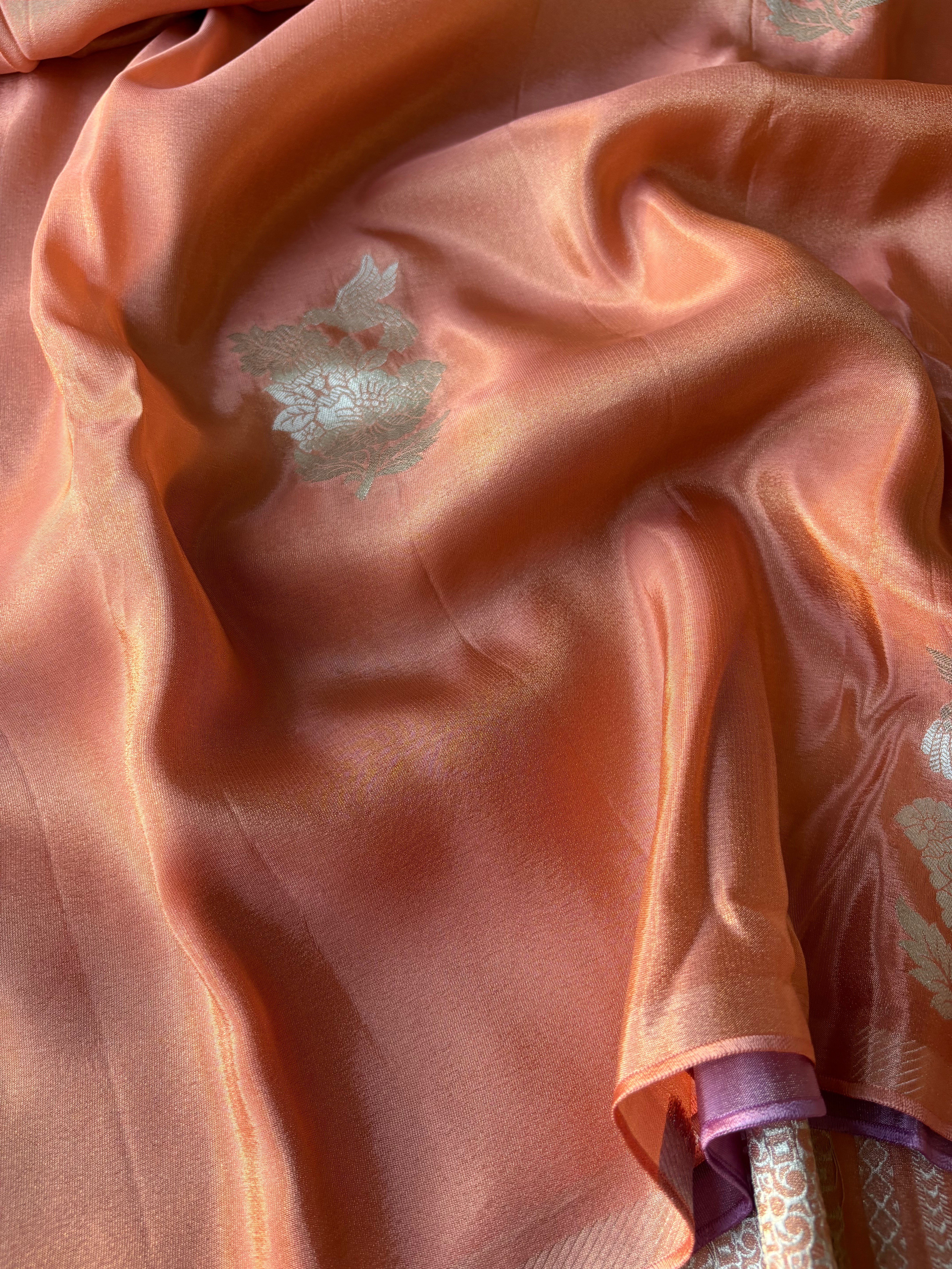 Peach tissue saree