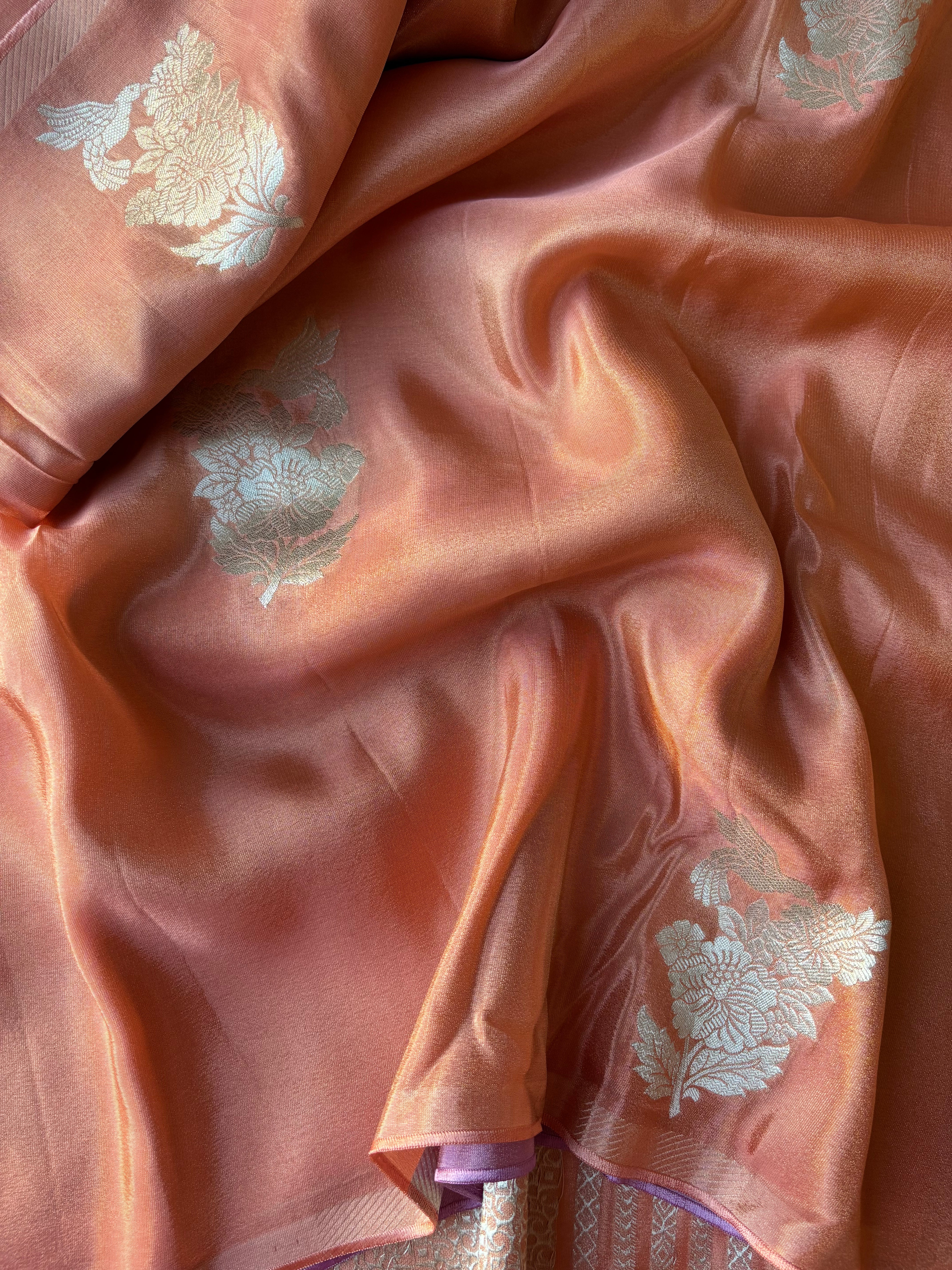 Peach tissue saree