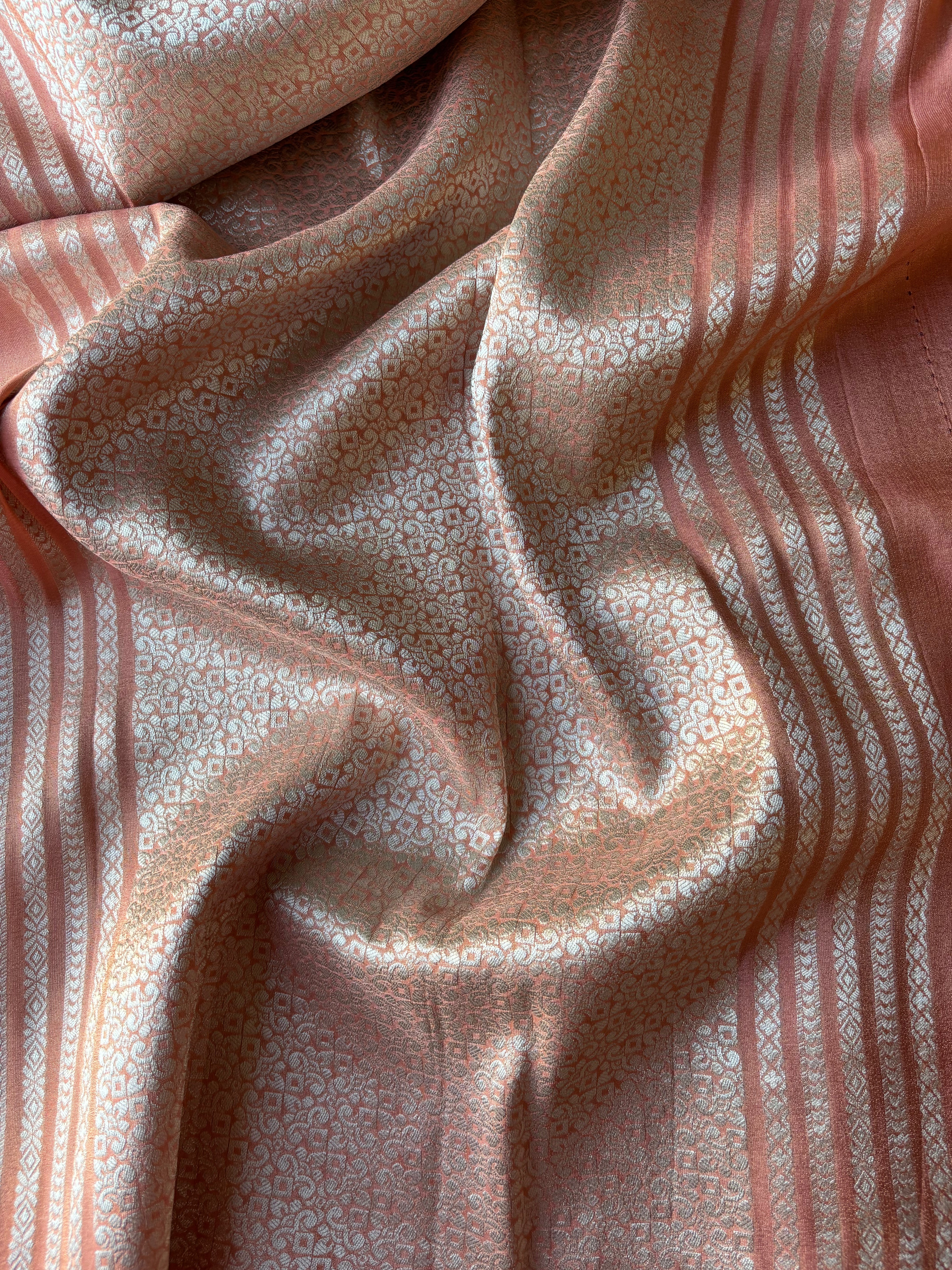 Peach tissue saree