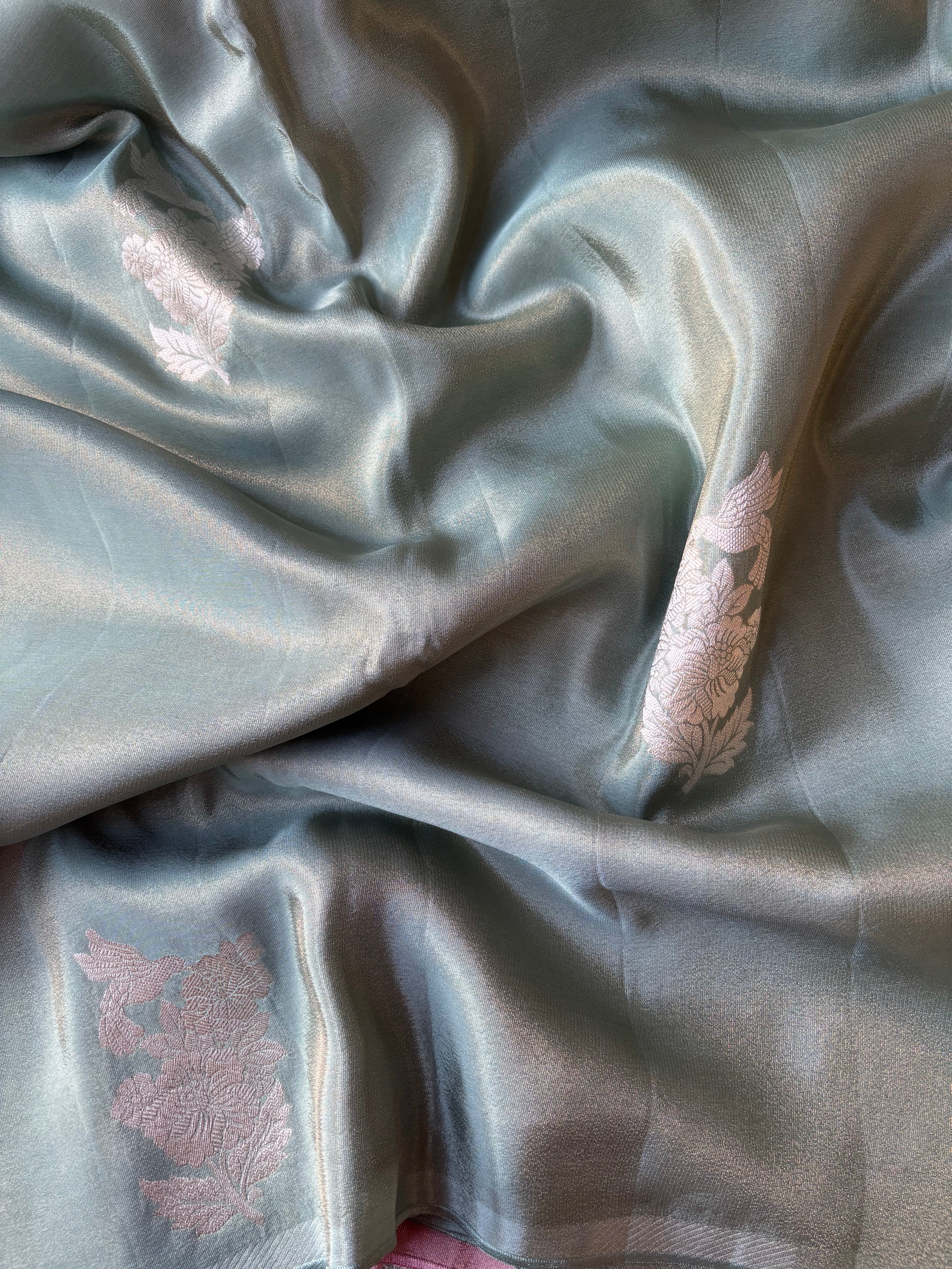 Turquoise tissue sarees