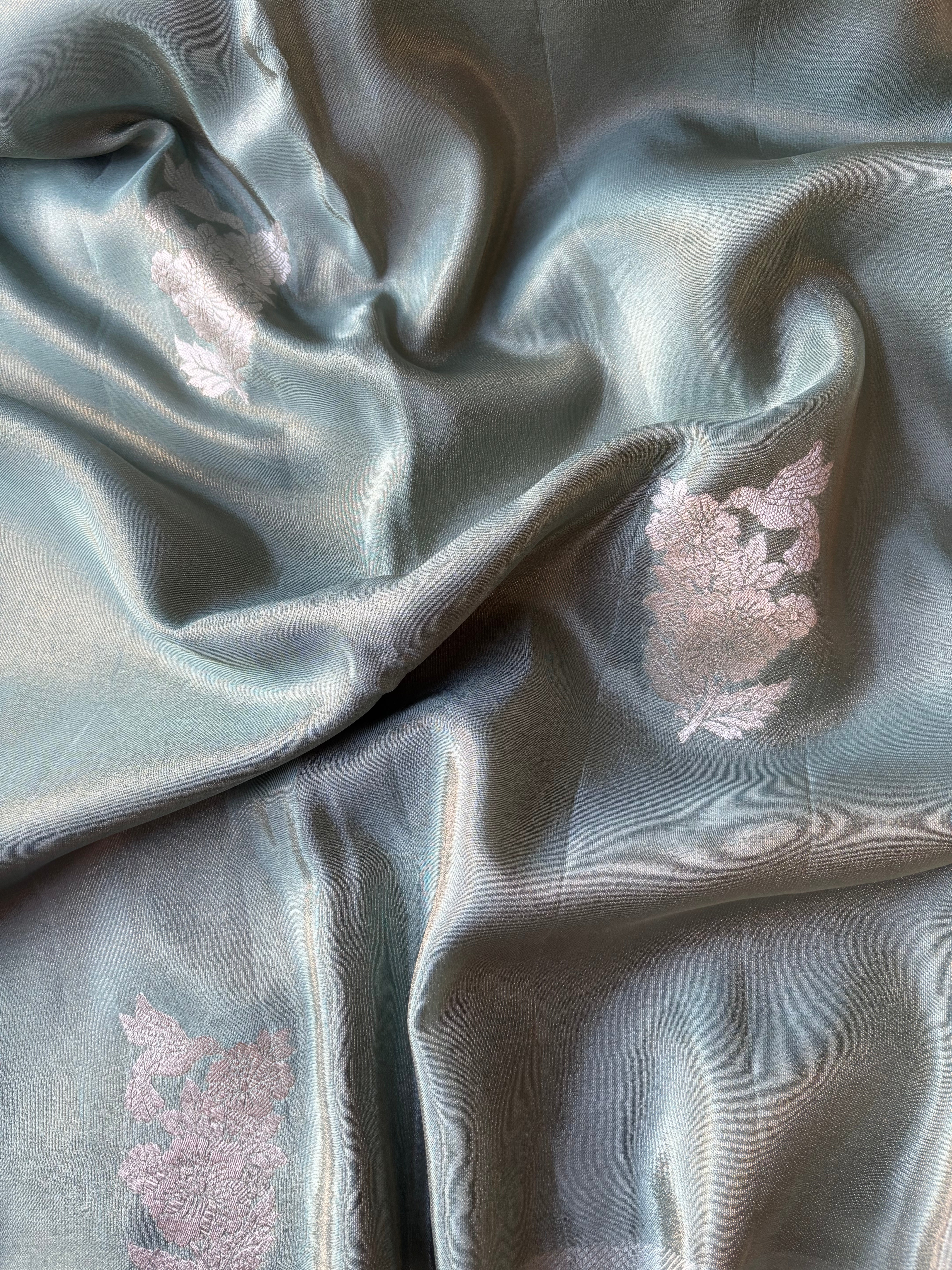 Turquoise tissue sarees