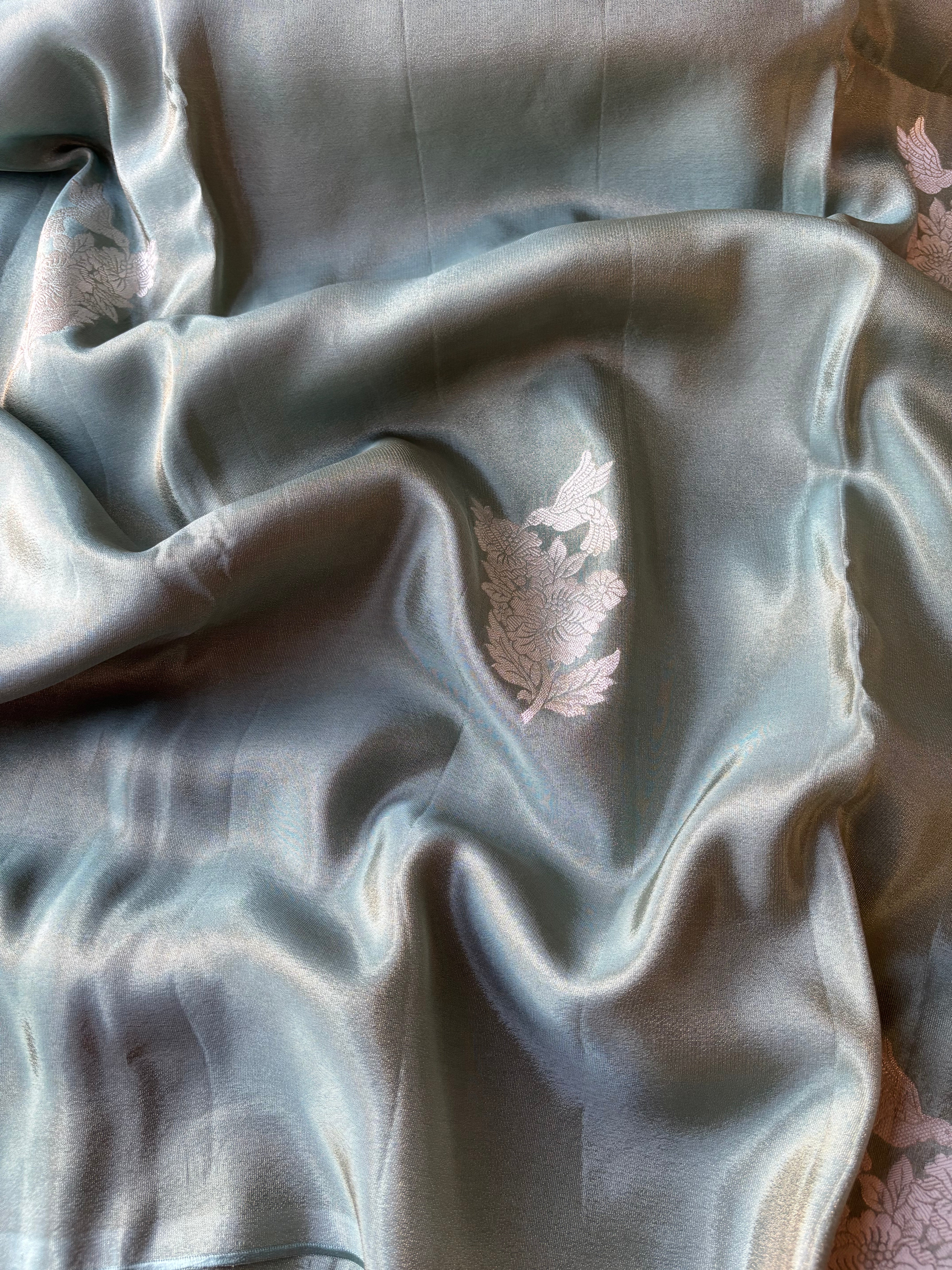 Turquoise tissue sarees