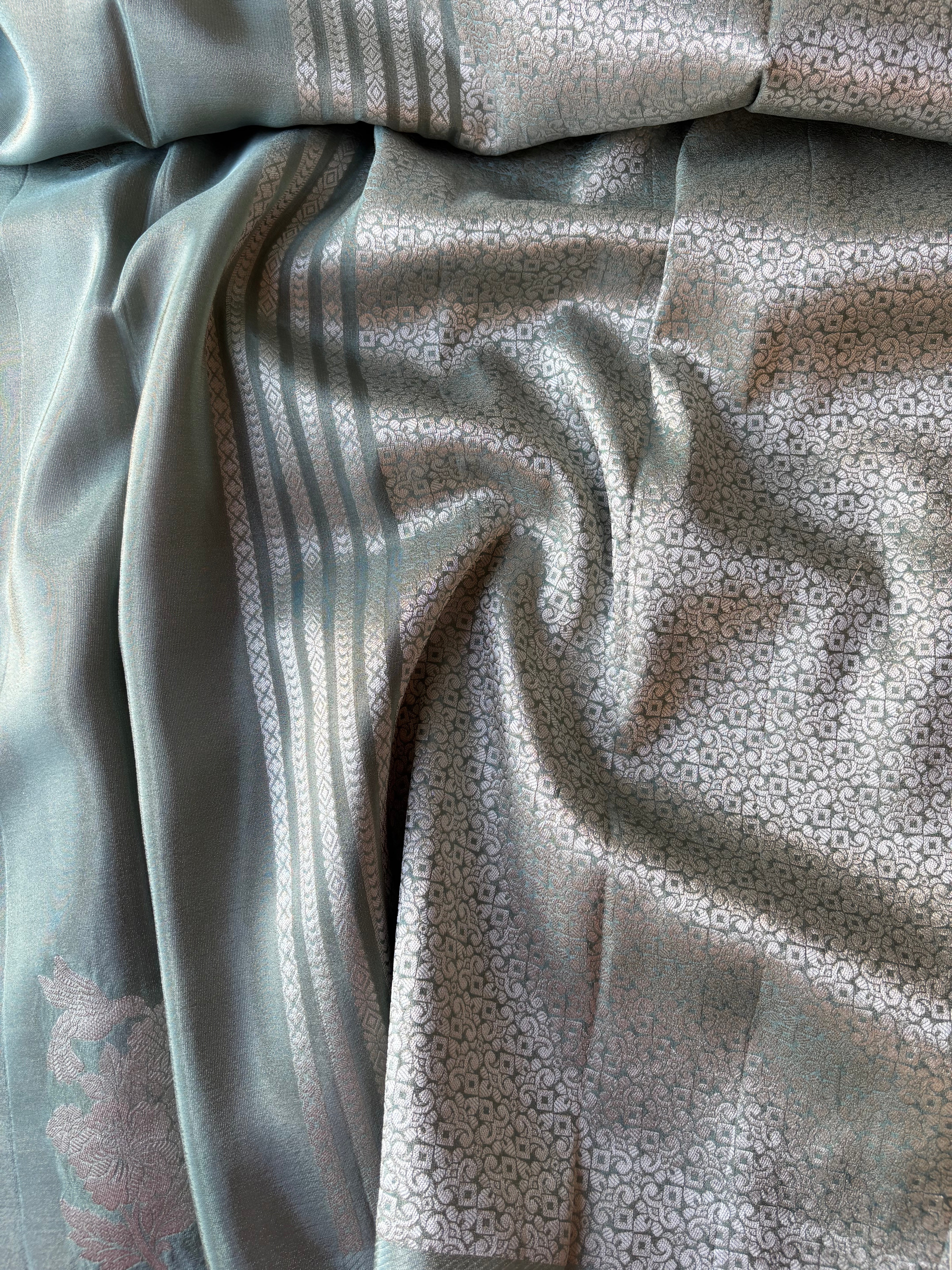 Turquoise tissue sarees