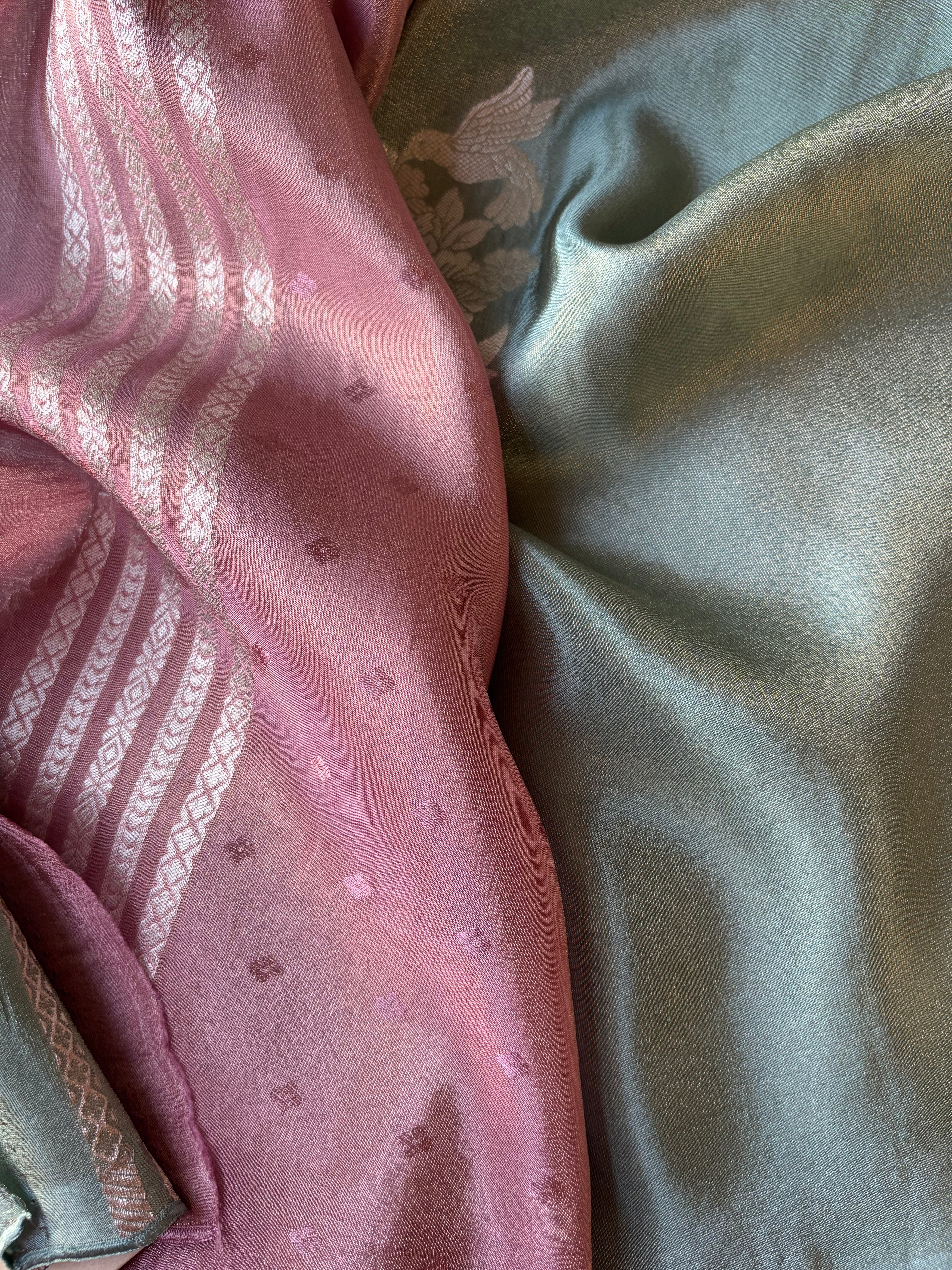 Turquoise tissue sarees