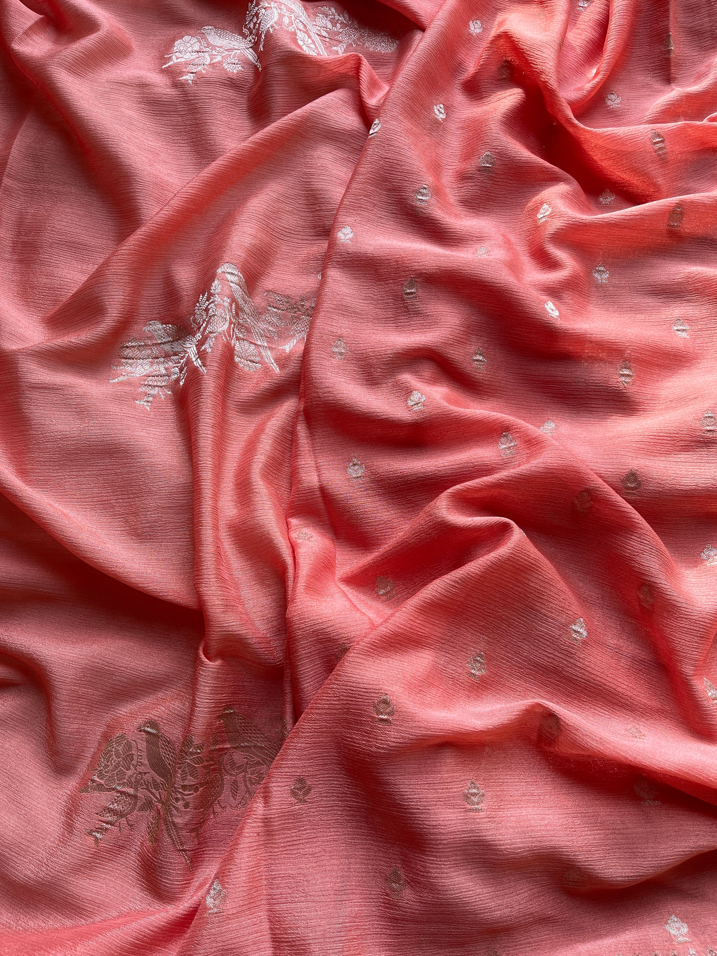 Peach Chiffon Banarasi Saree