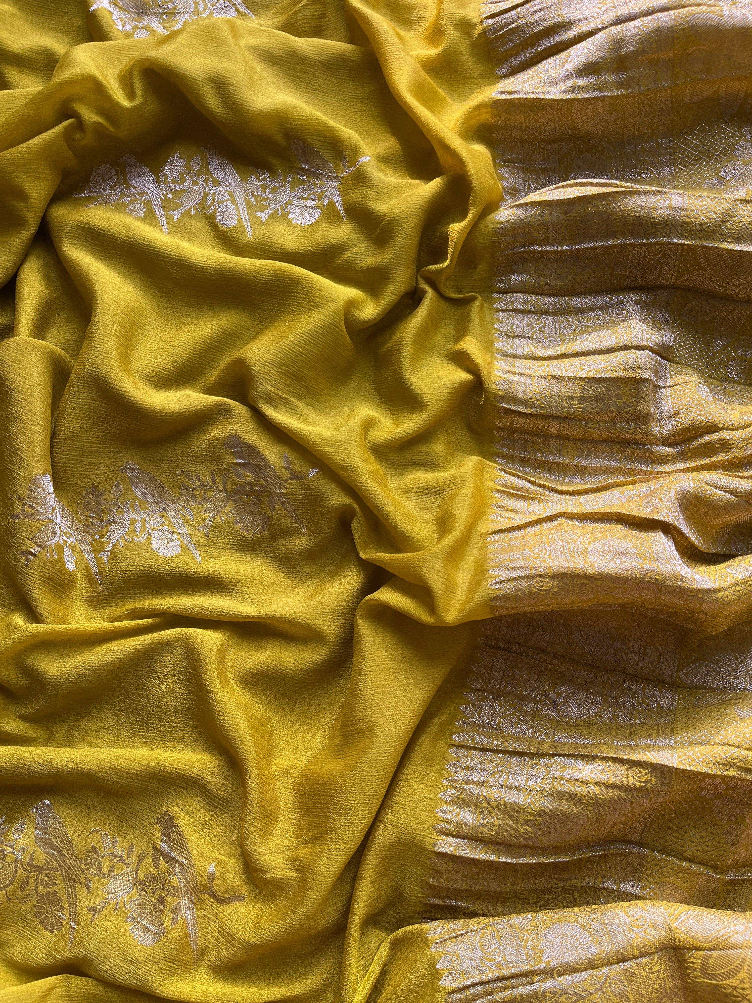 Mustard Chiffon Banarasi Saree