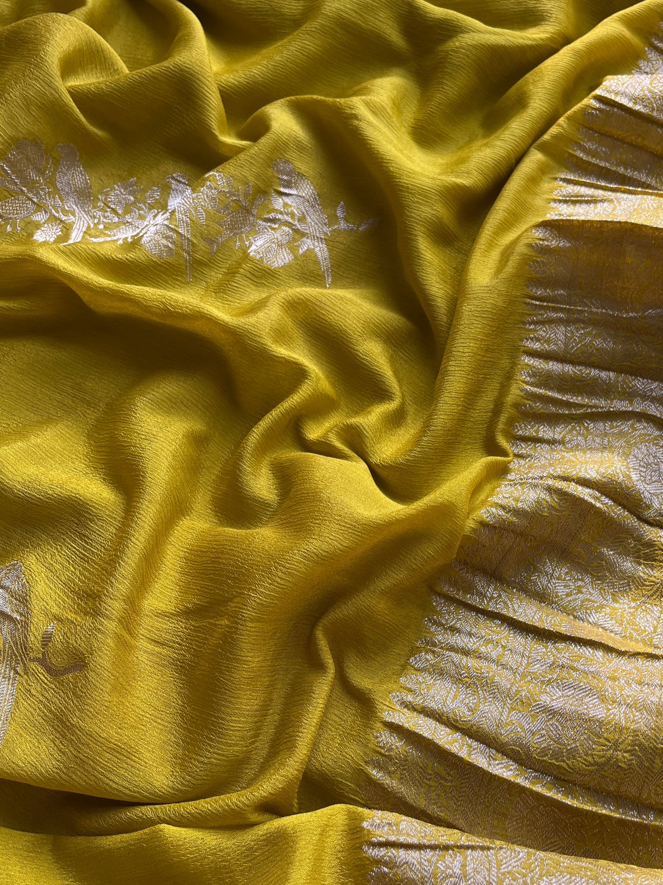 Mustard Chiffon Banarasi Saree