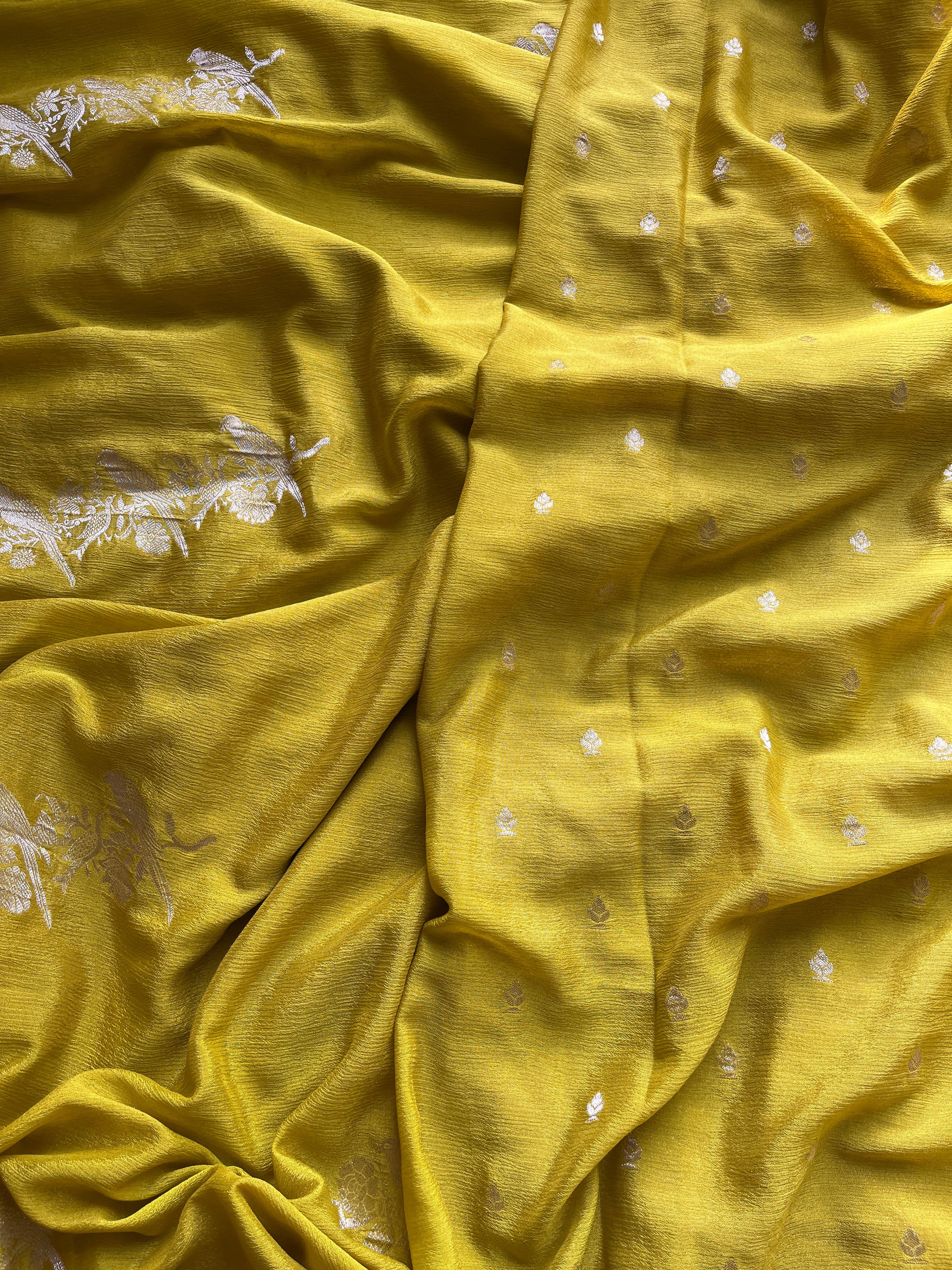 Mustard Chiffon Banarasi Saree