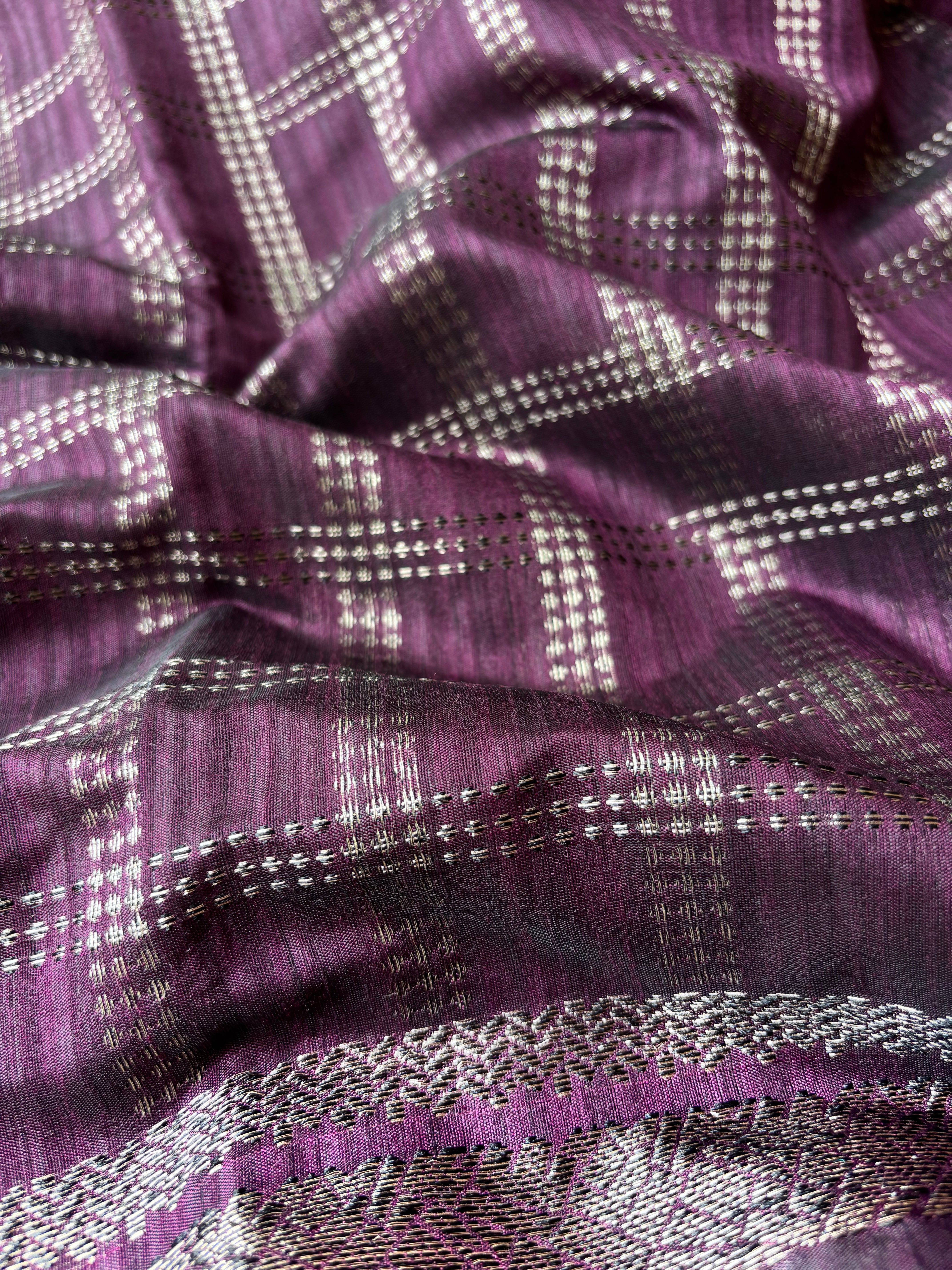 Wine Semi Tussar saree