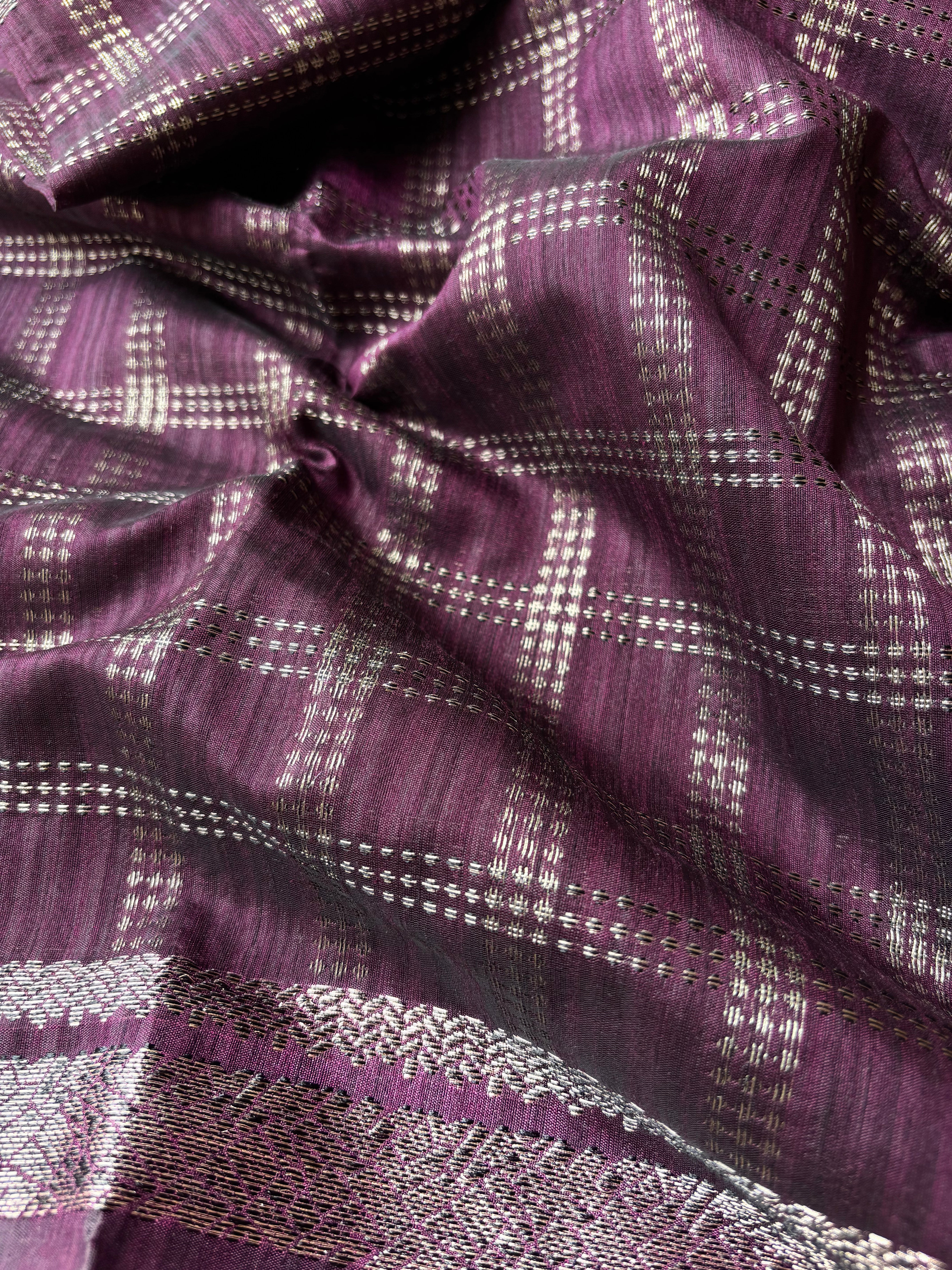 Wine Semi Tussar saree