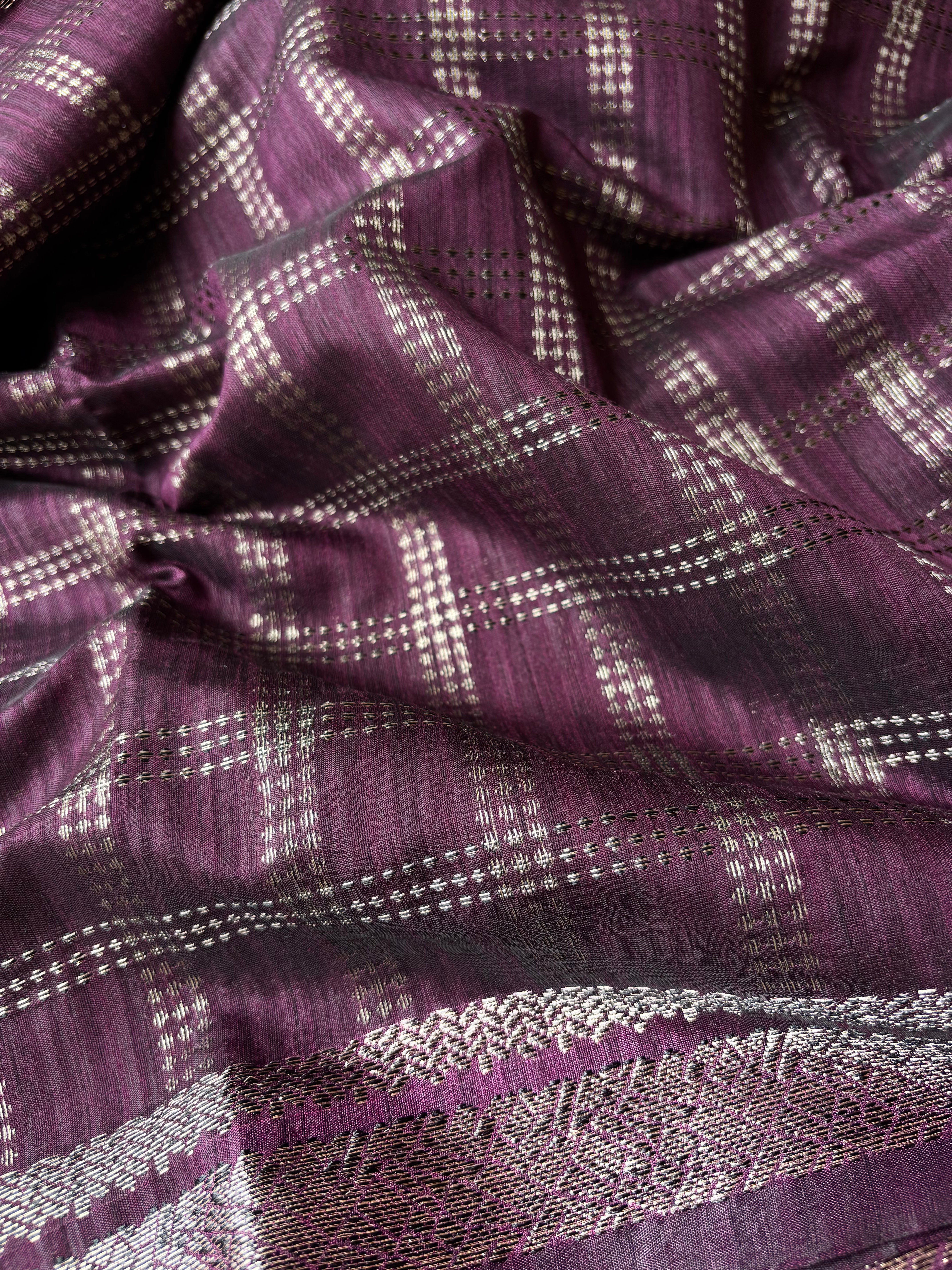 Wine Semi Tussar saree