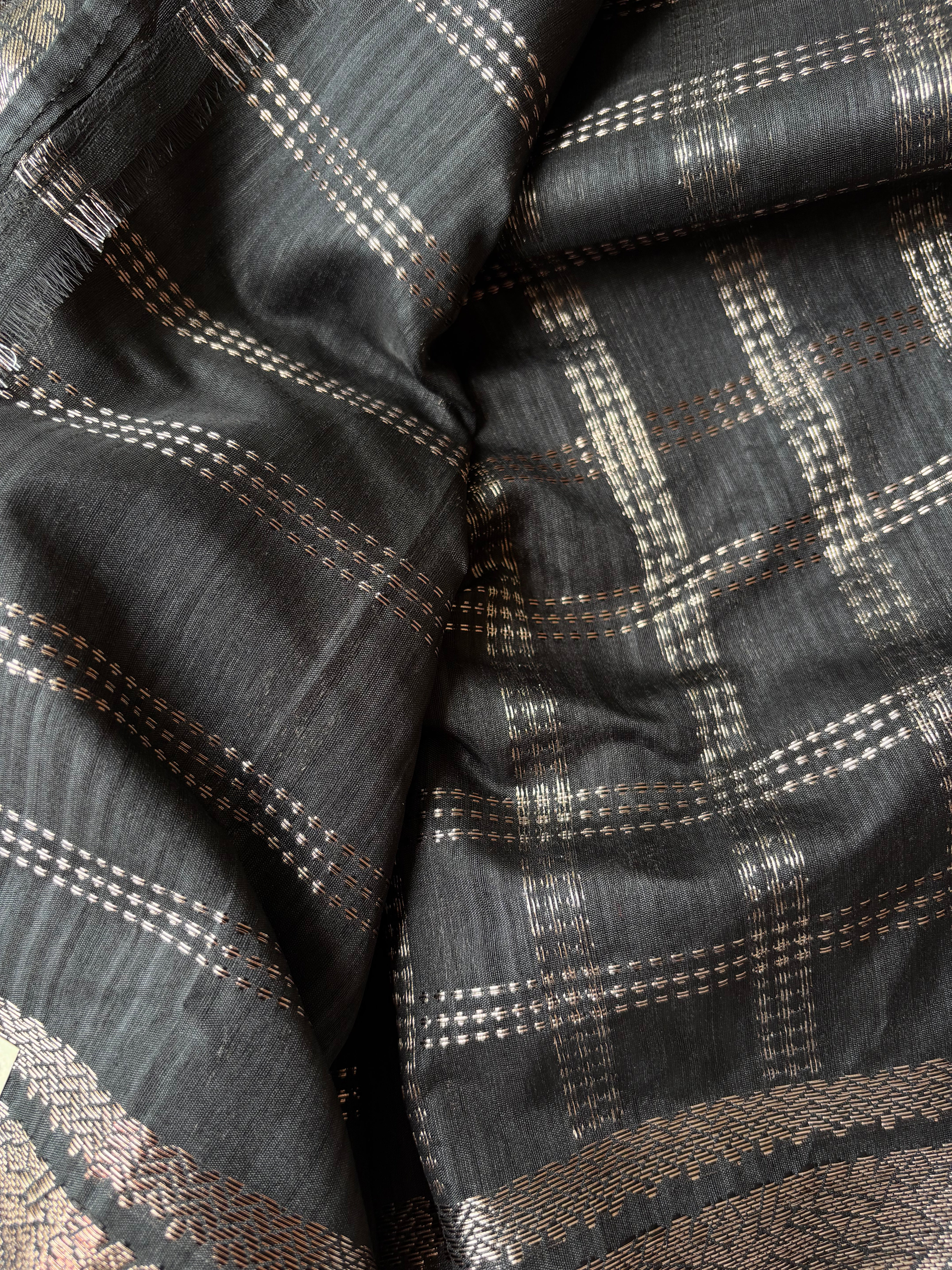 Black Semi Tussar saree