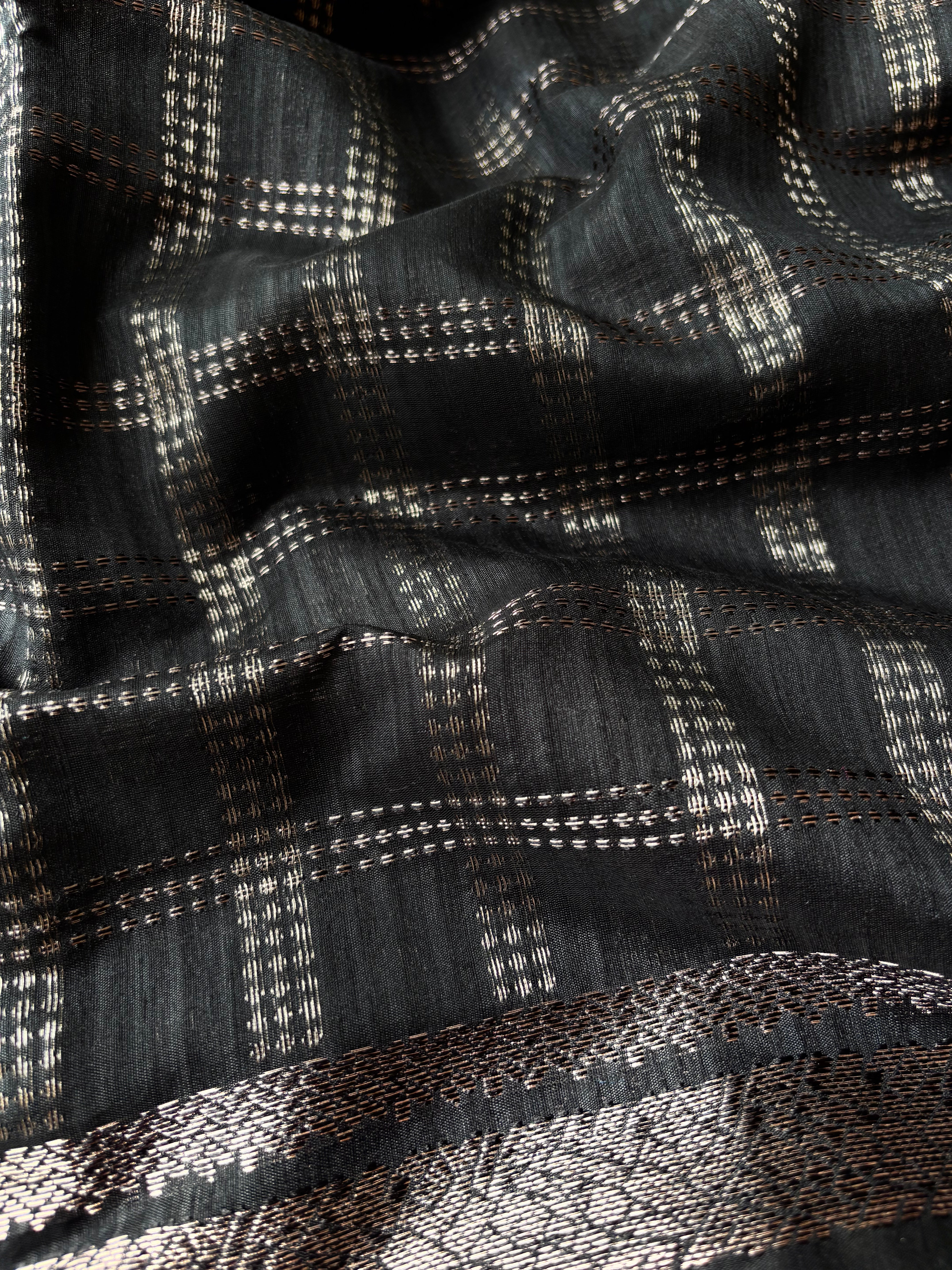 Black Semi Tussar saree