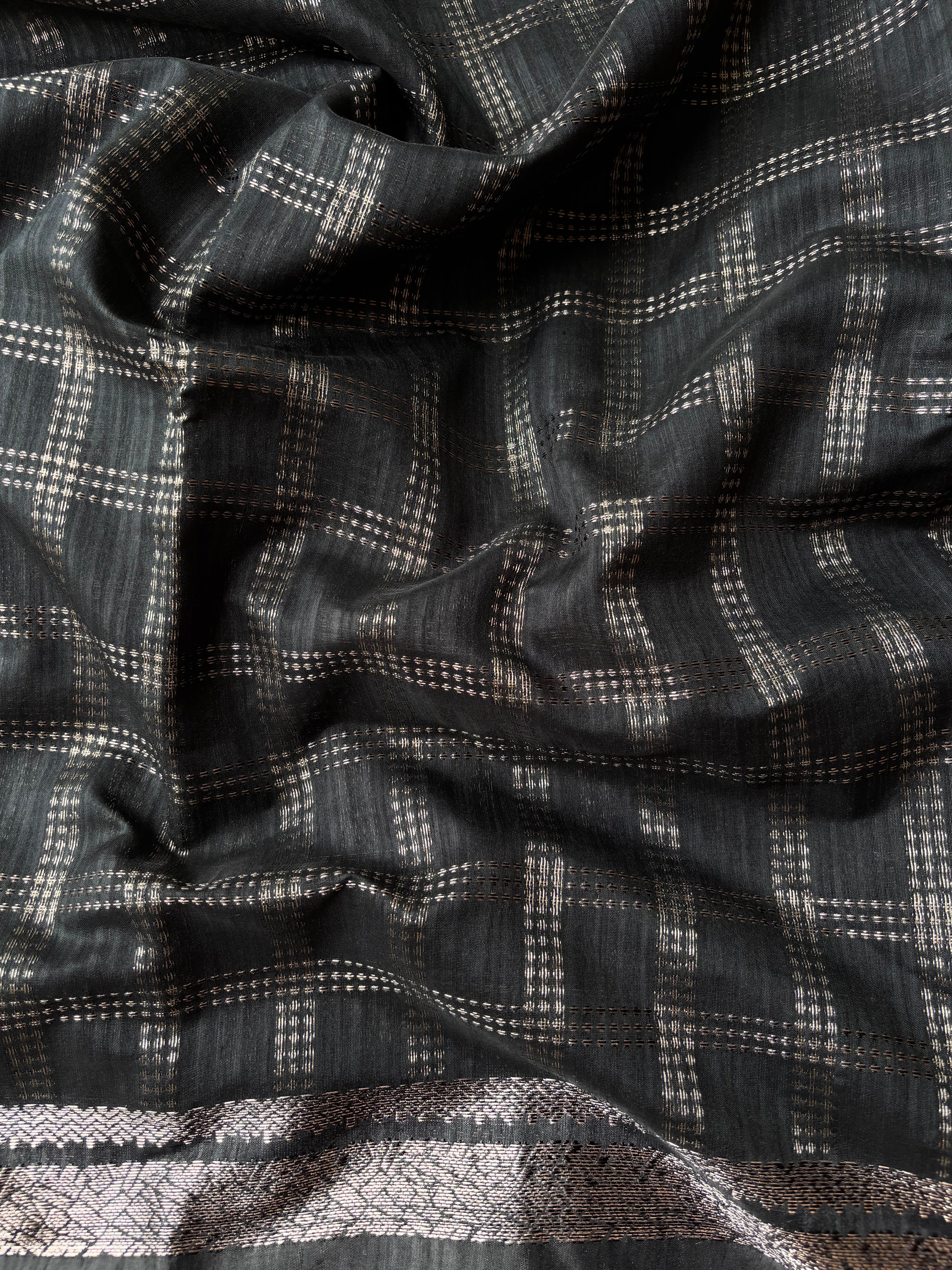 Black Semi Tussar saree