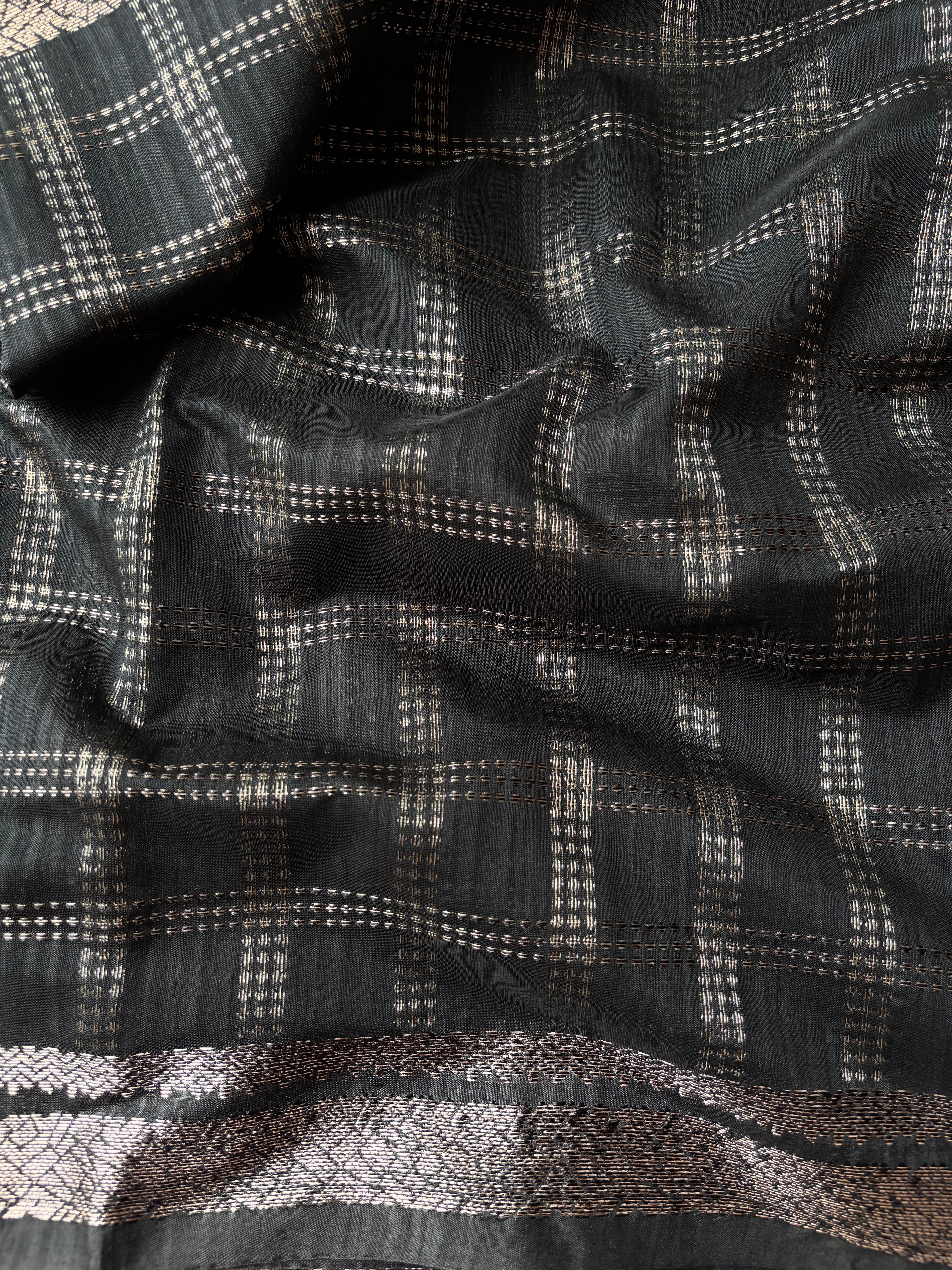 Black Semi Tussar saree