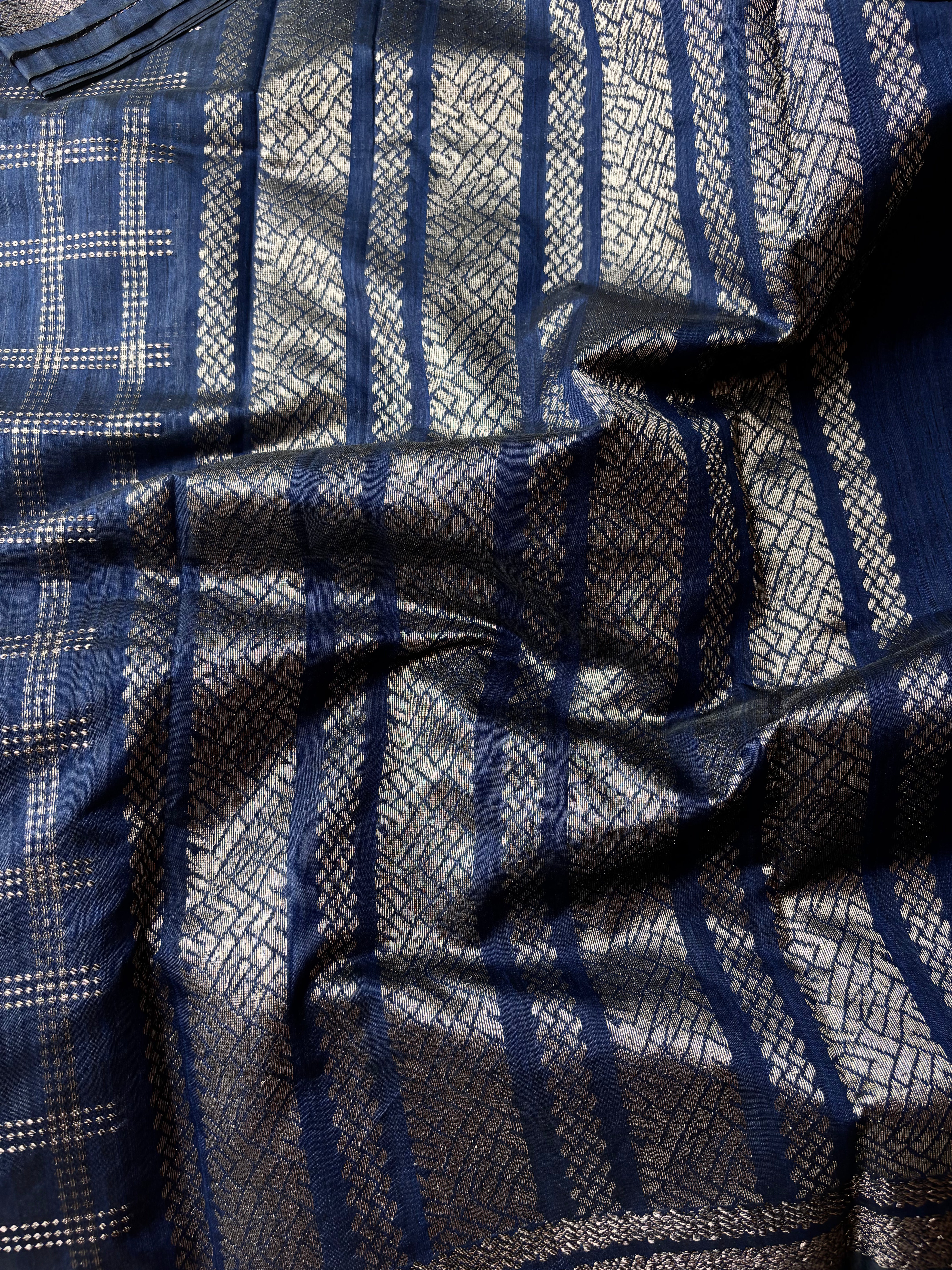 Blue Semi Tussar saree