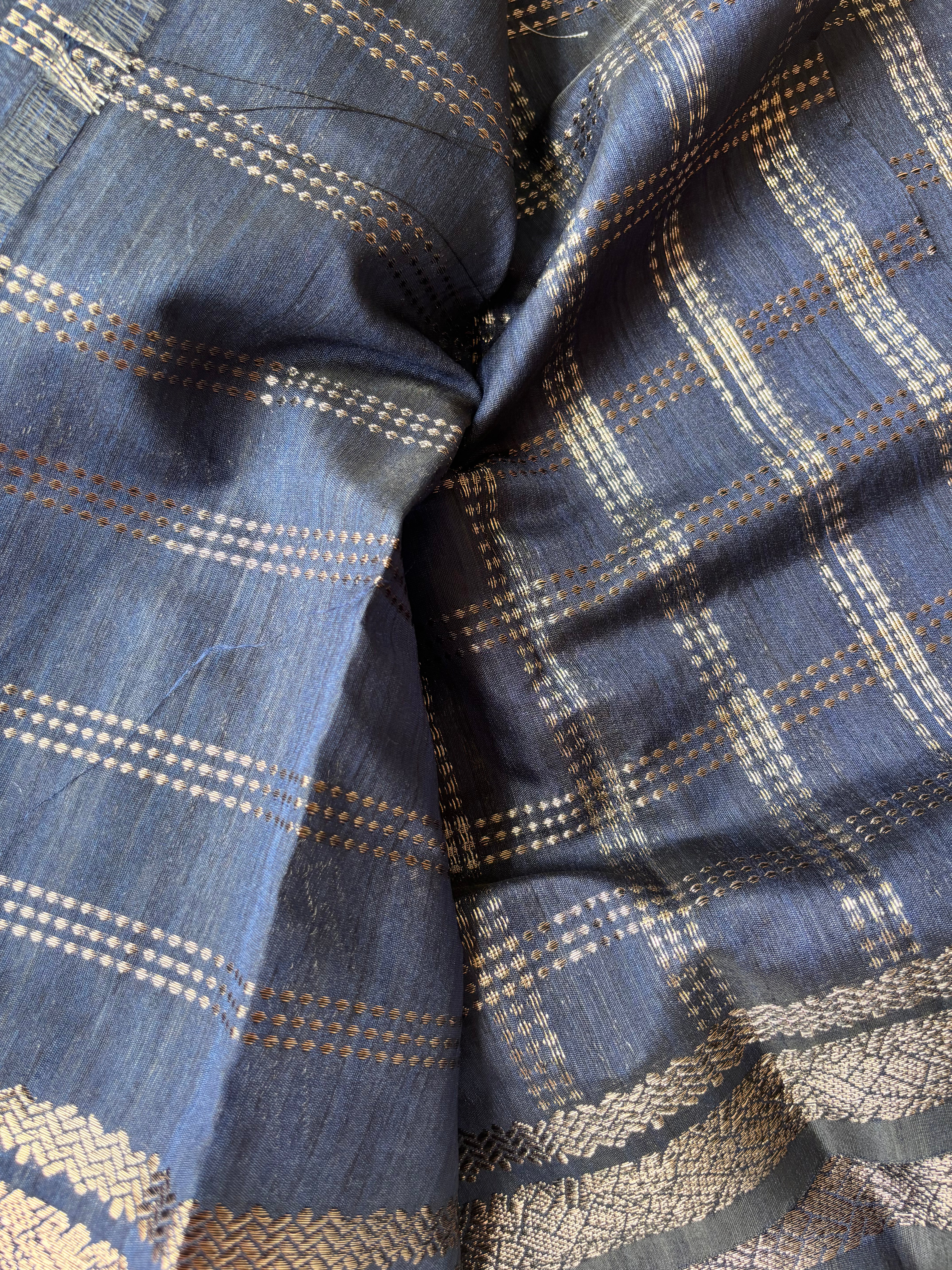 Blue Semi Tussar saree