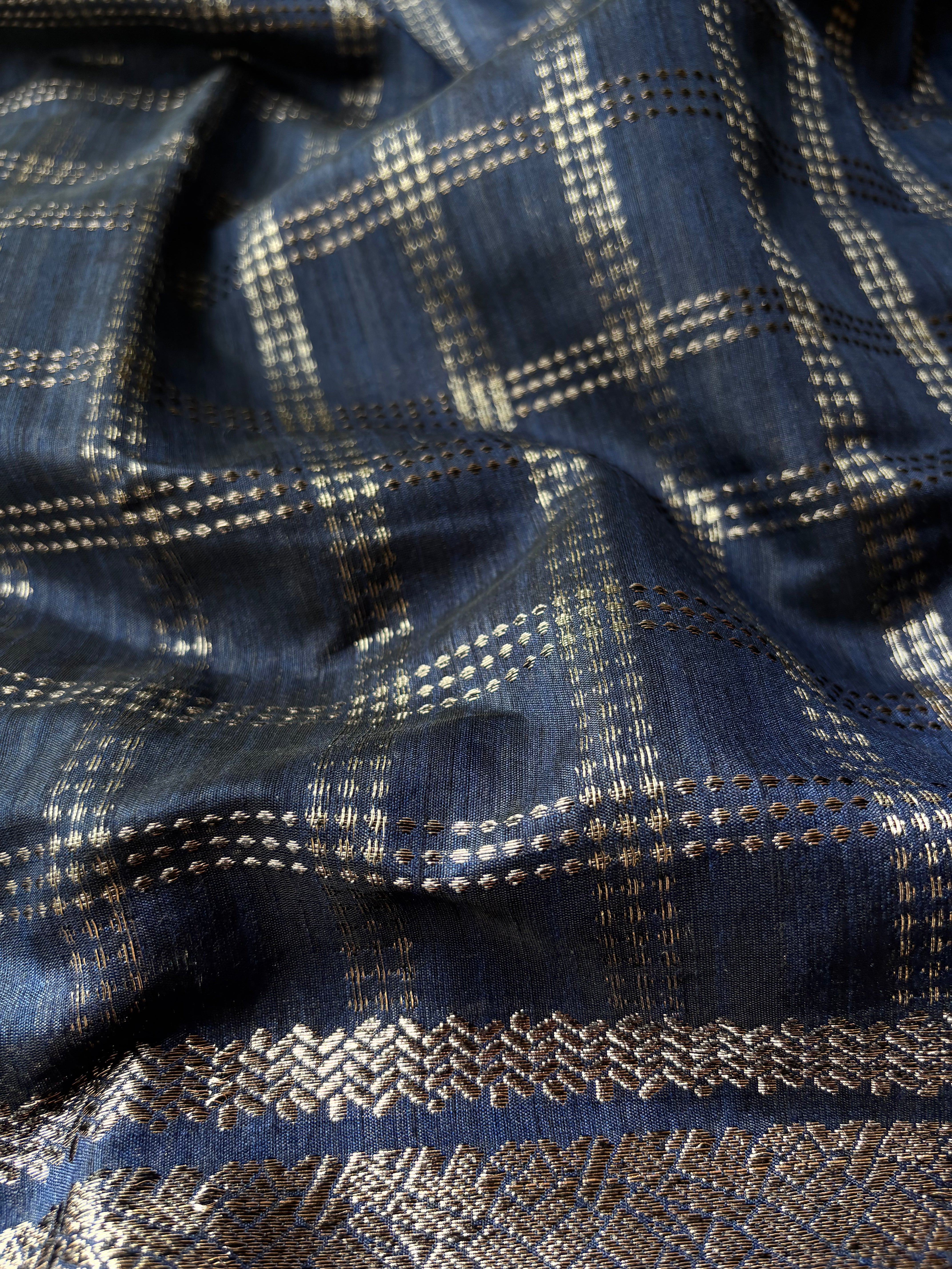 Blue Semi Tussar saree