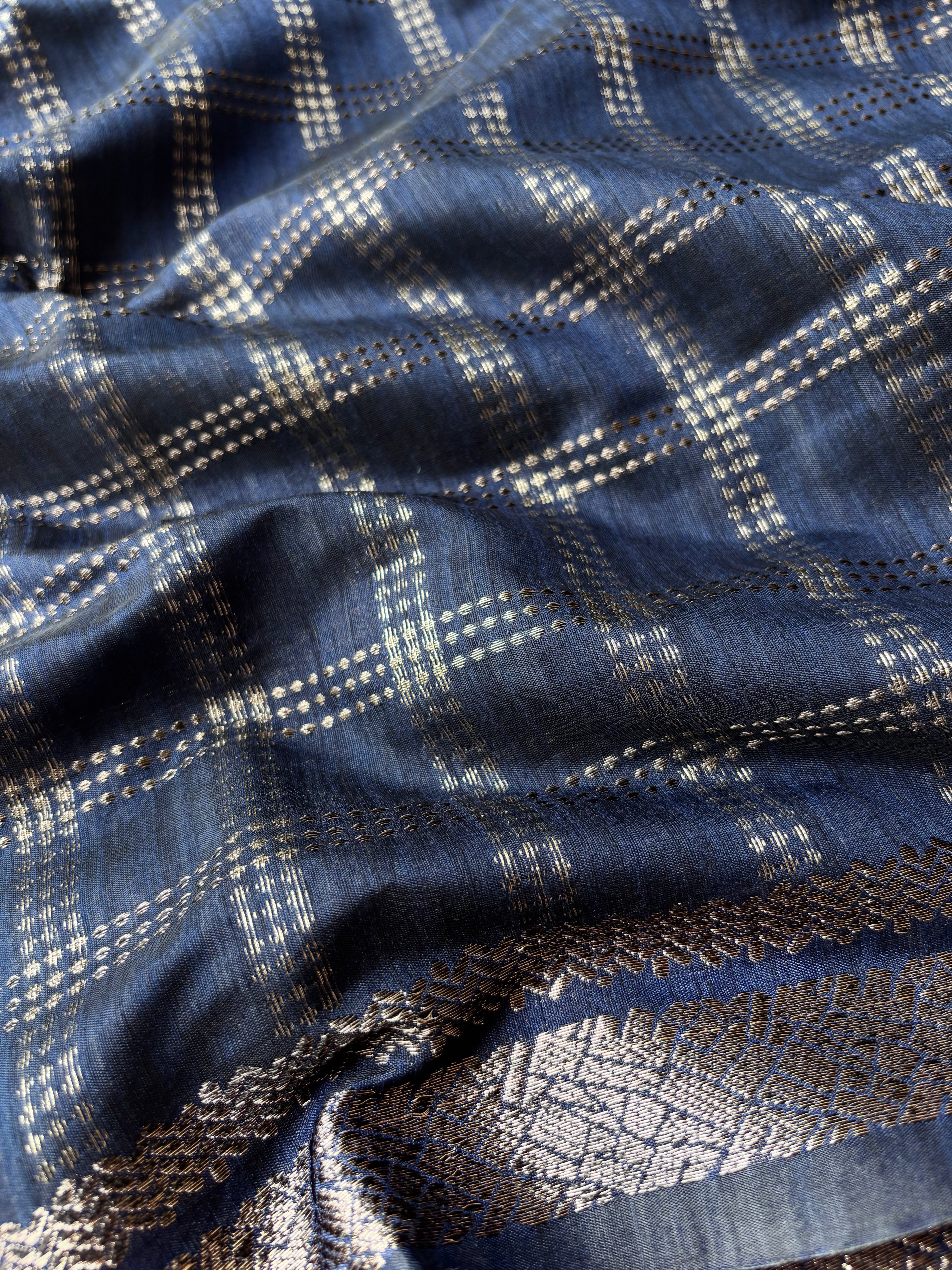 Blue Semi Tussar saree