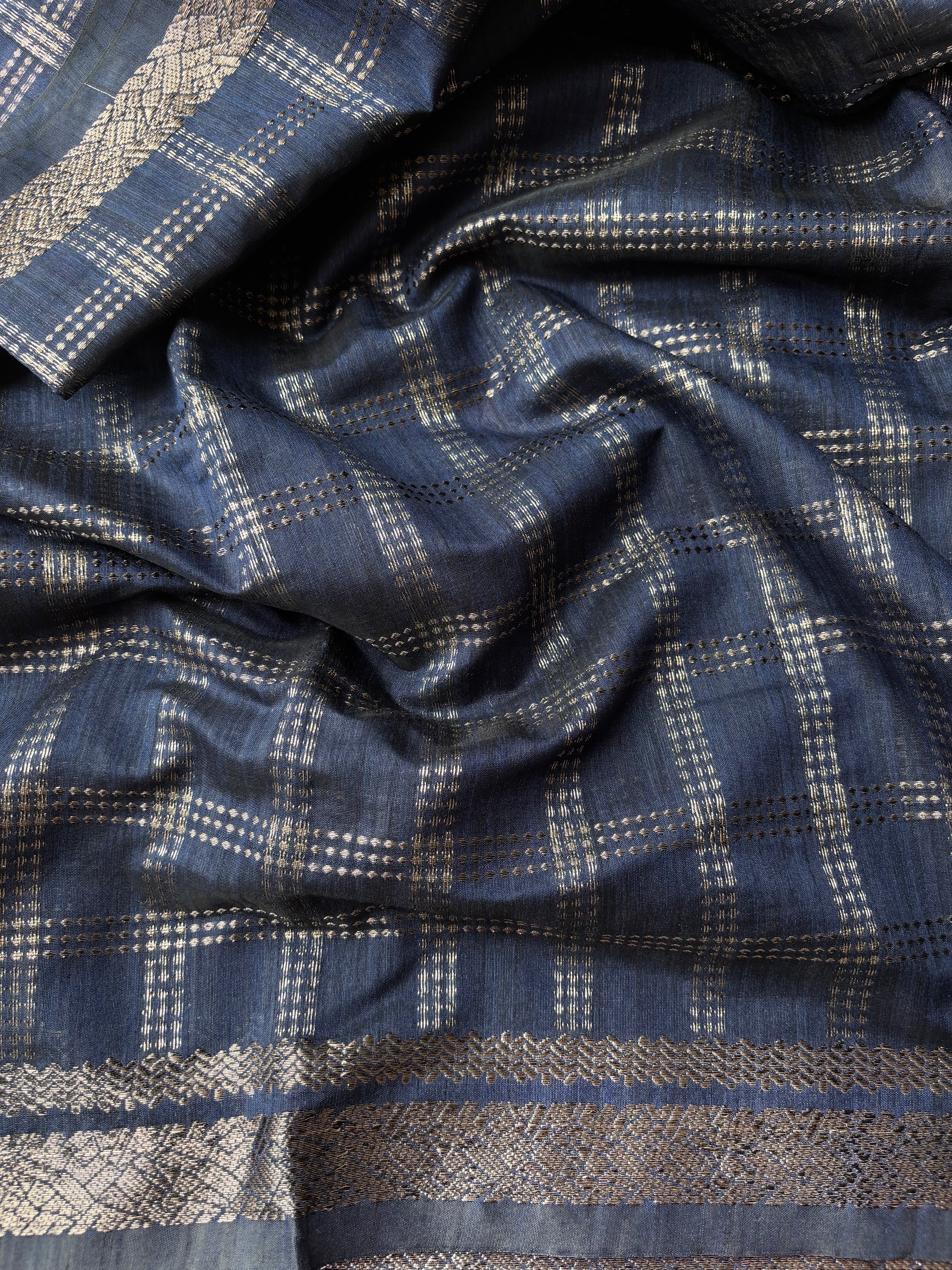 Blue Semi Tussar saree