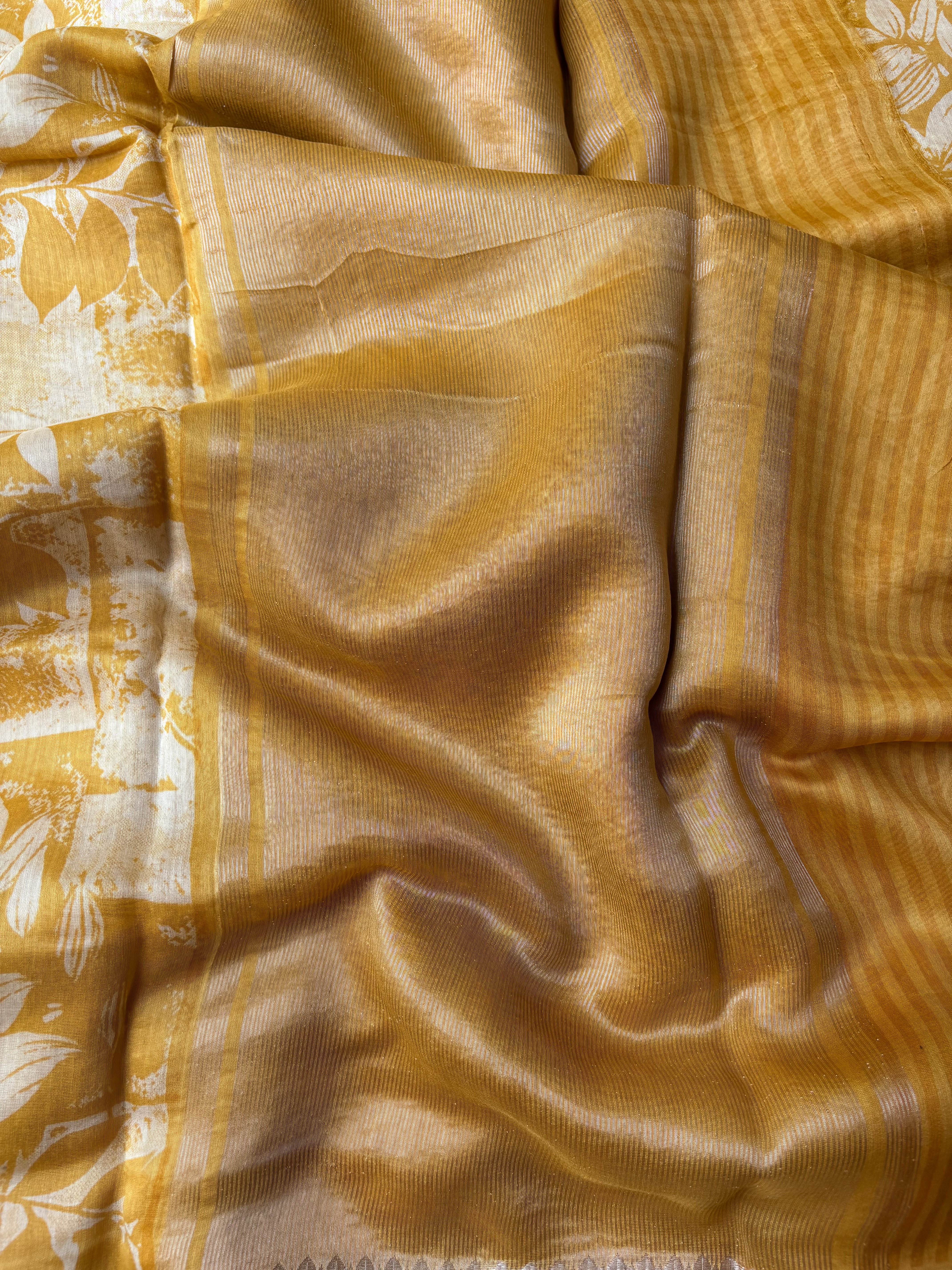 Yellow, Pink & Green Pure Cotton Chanderi Sarees