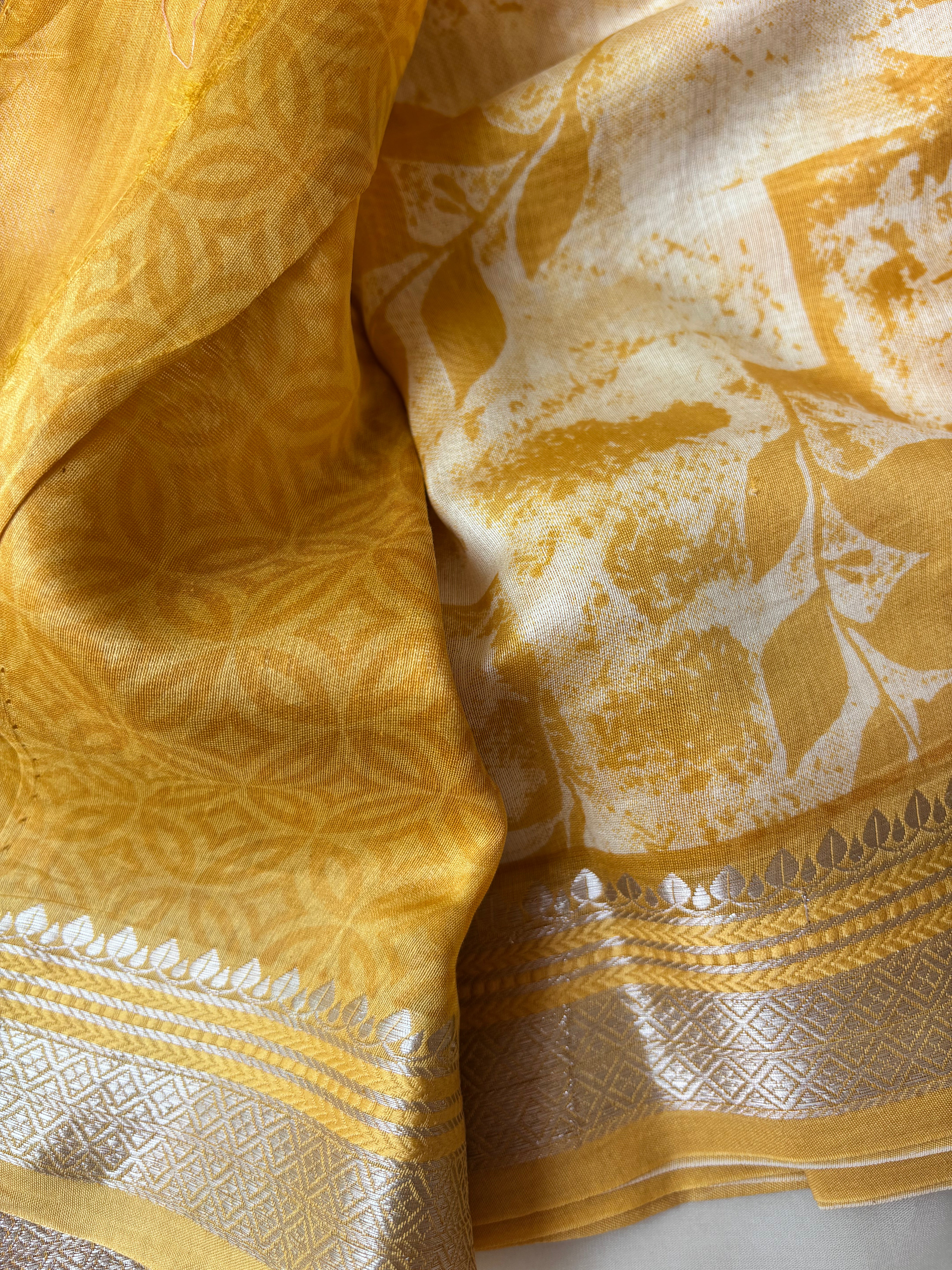 Yellow, Pink & Green Pure Cotton Chanderi Sarees