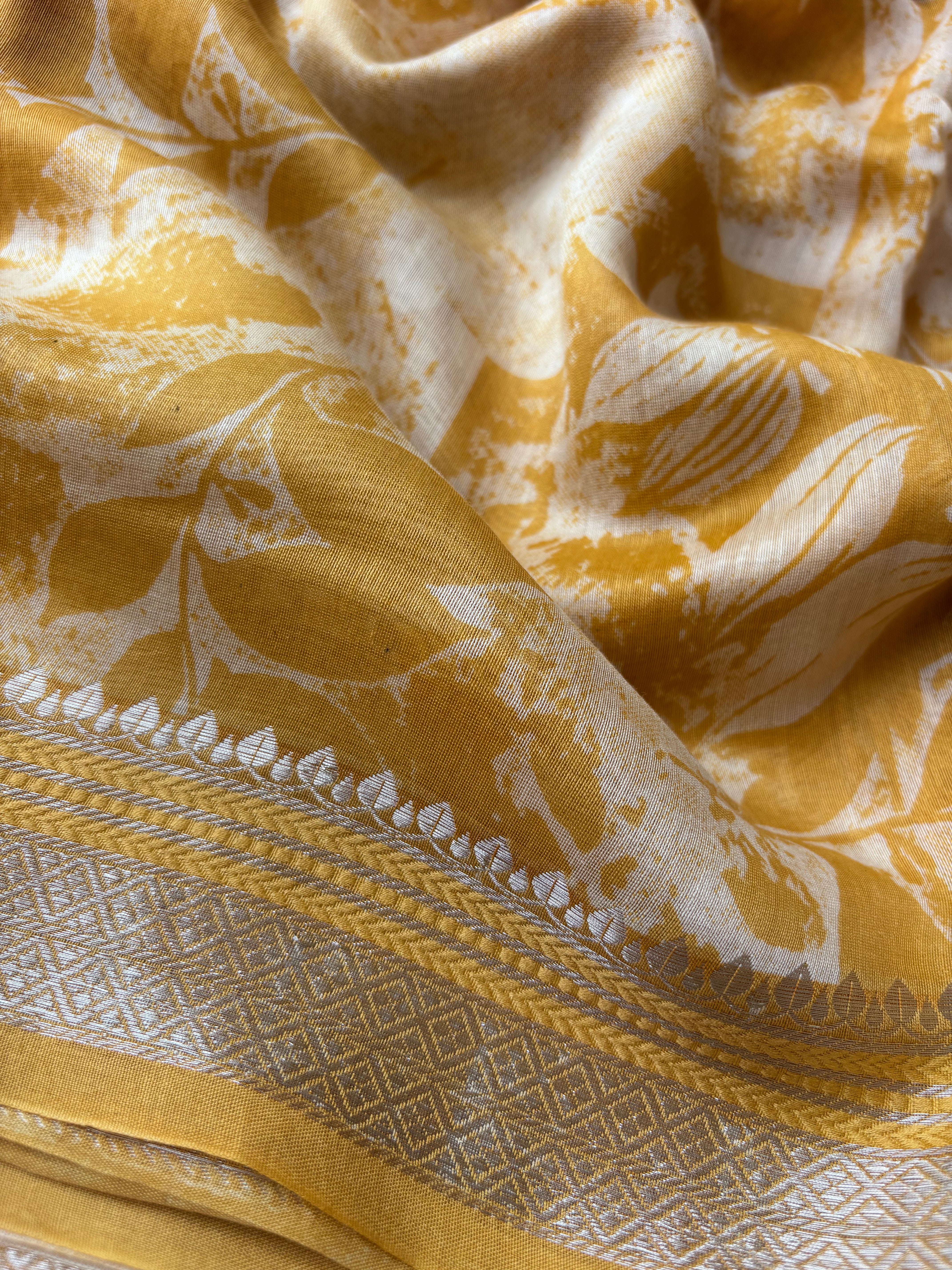 Yellow, Pink & Green Pure Cotton Chanderi Sarees