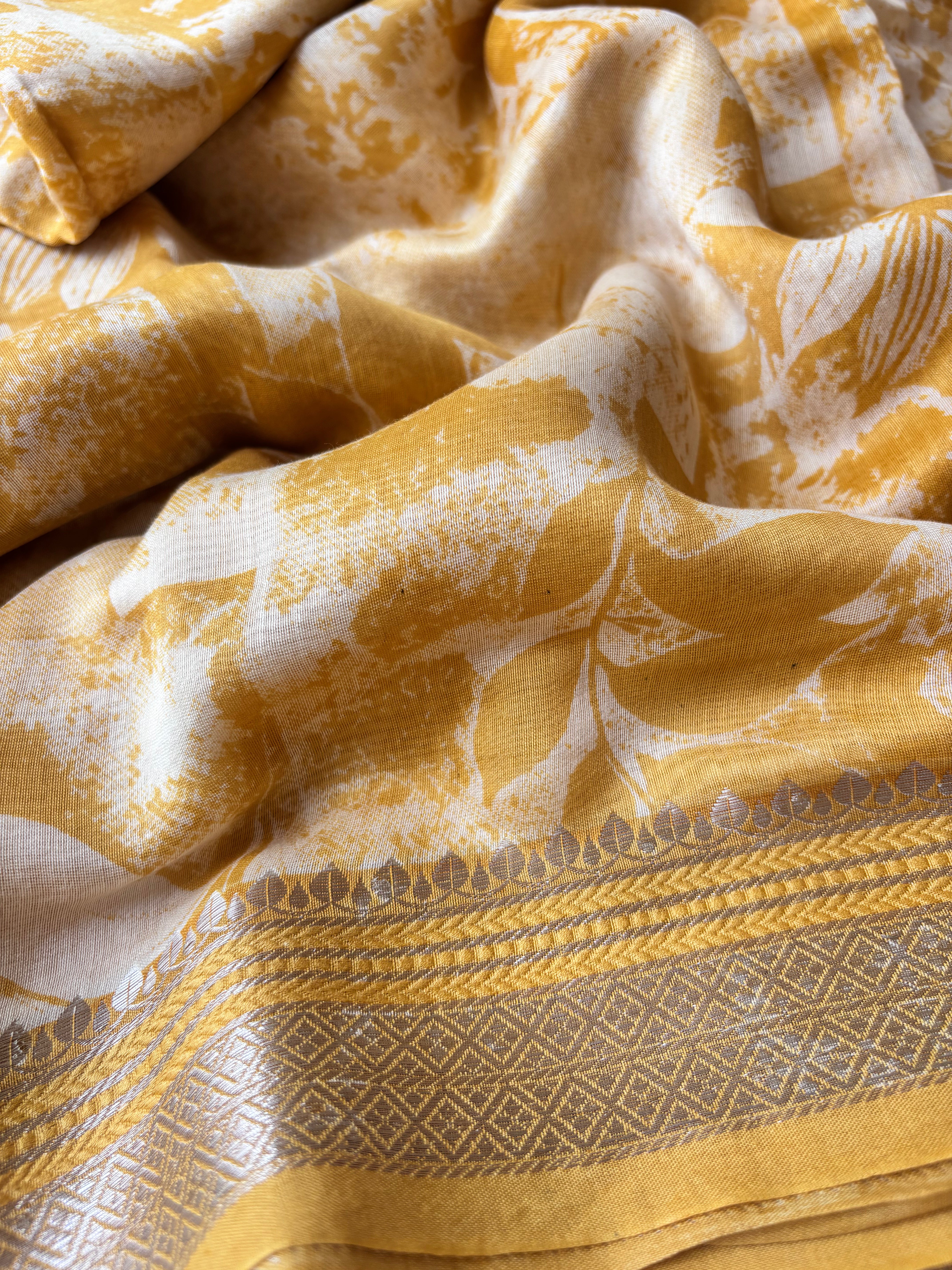 Yellow, Pink & Green Pure Cotton Chanderi Sarees