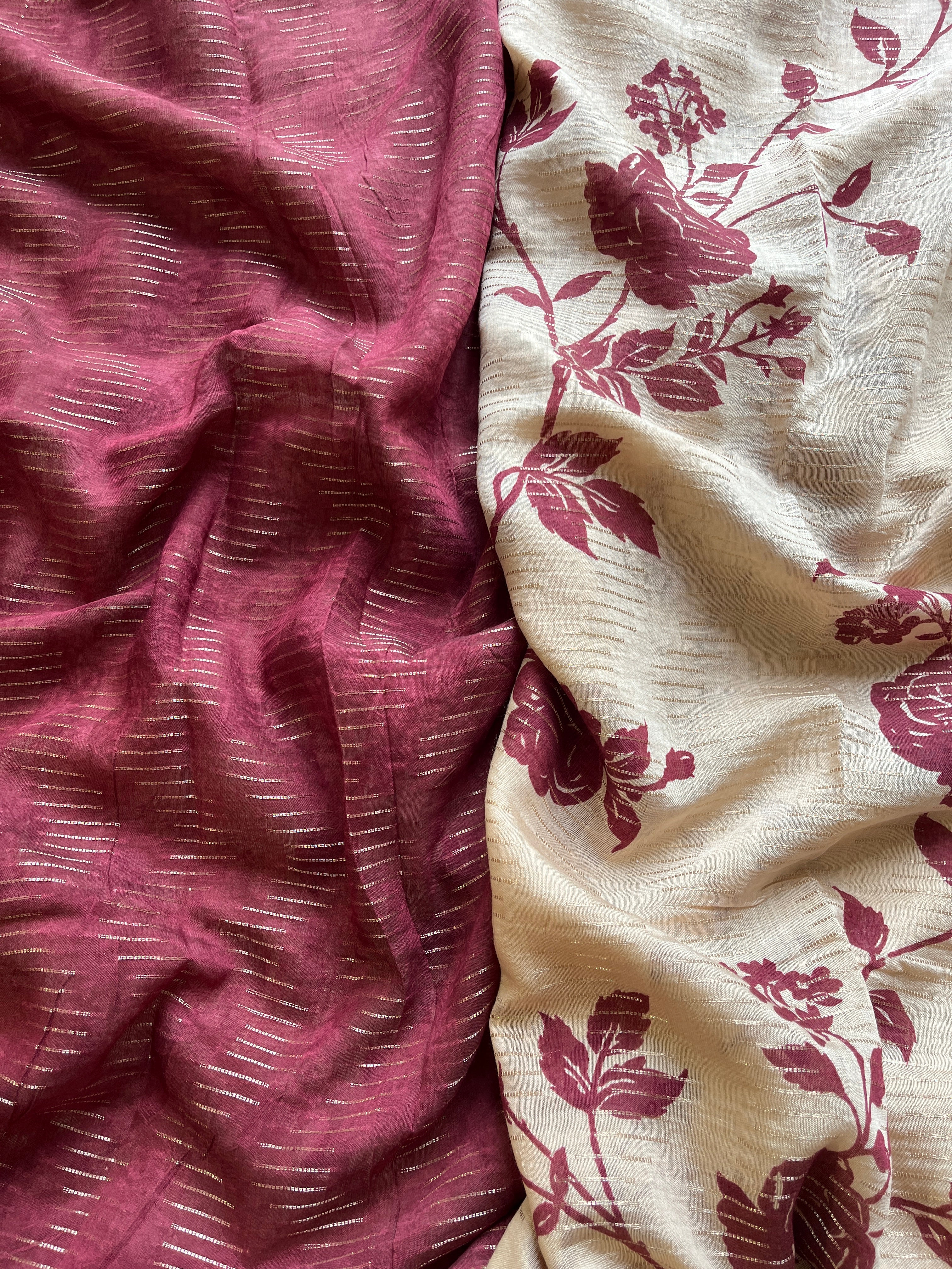 Onion Pink Floral Print Saree