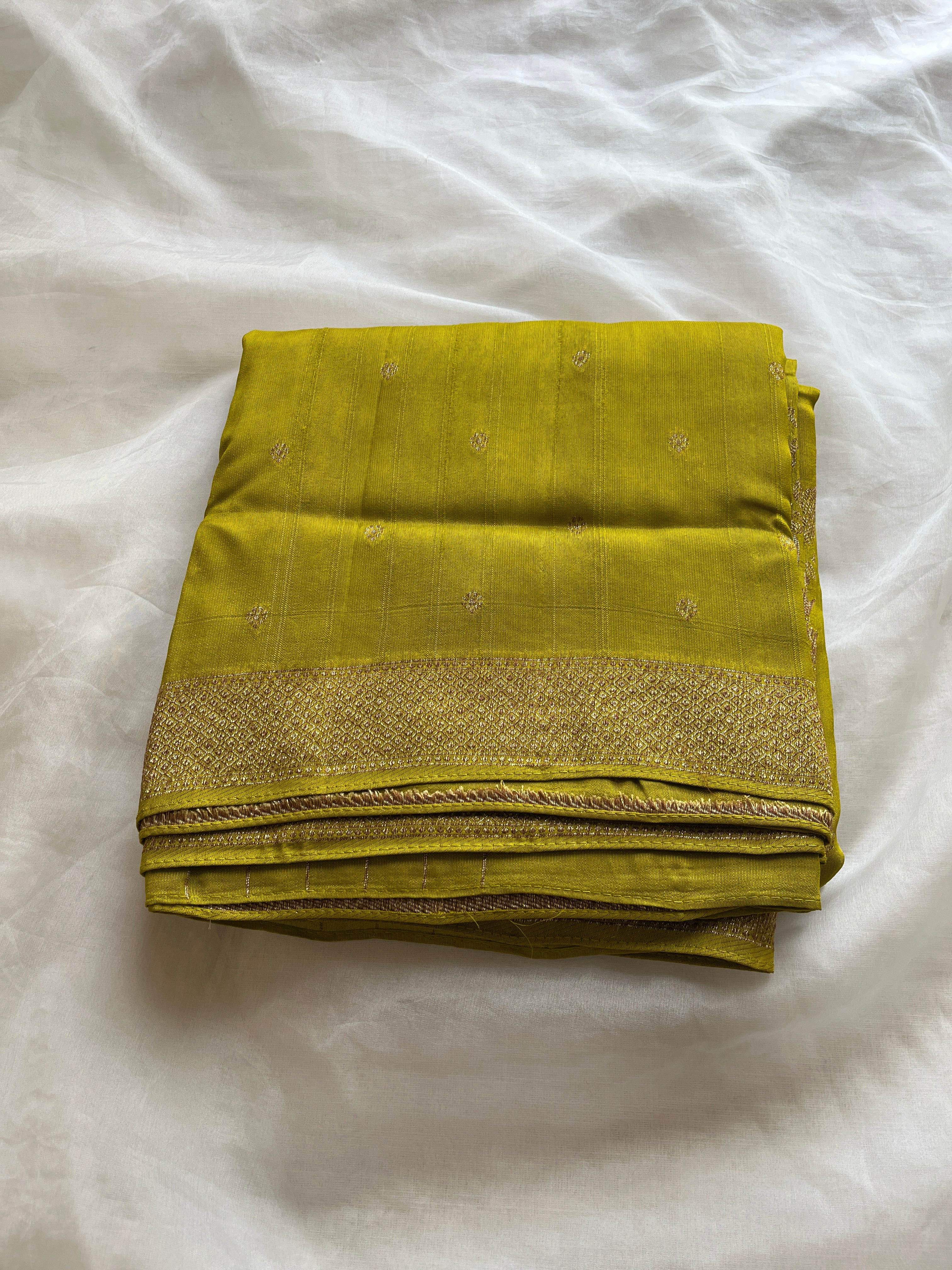 Green Raw Silk Banaras Saree