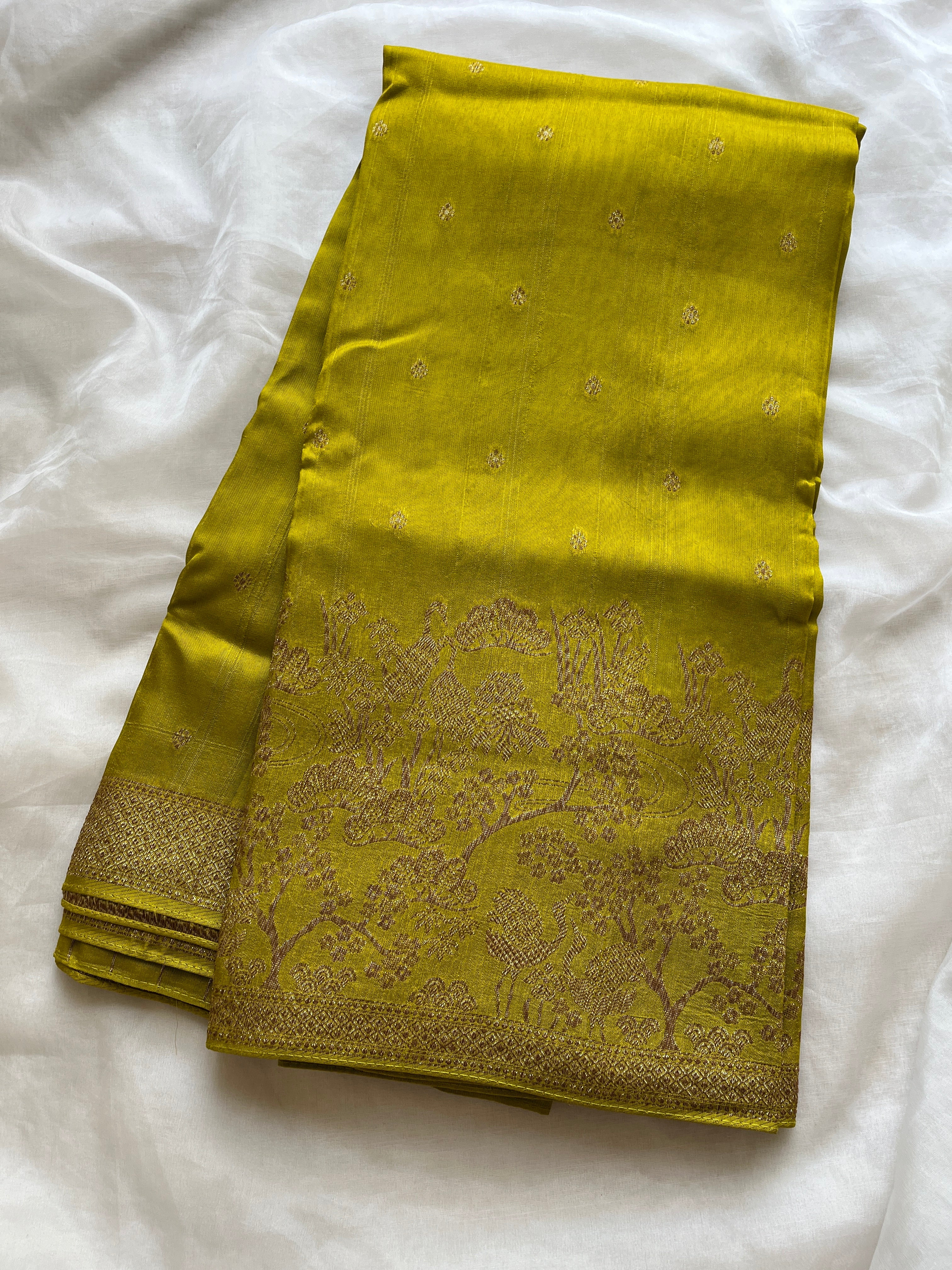 Green Raw Silk Banaras Saree