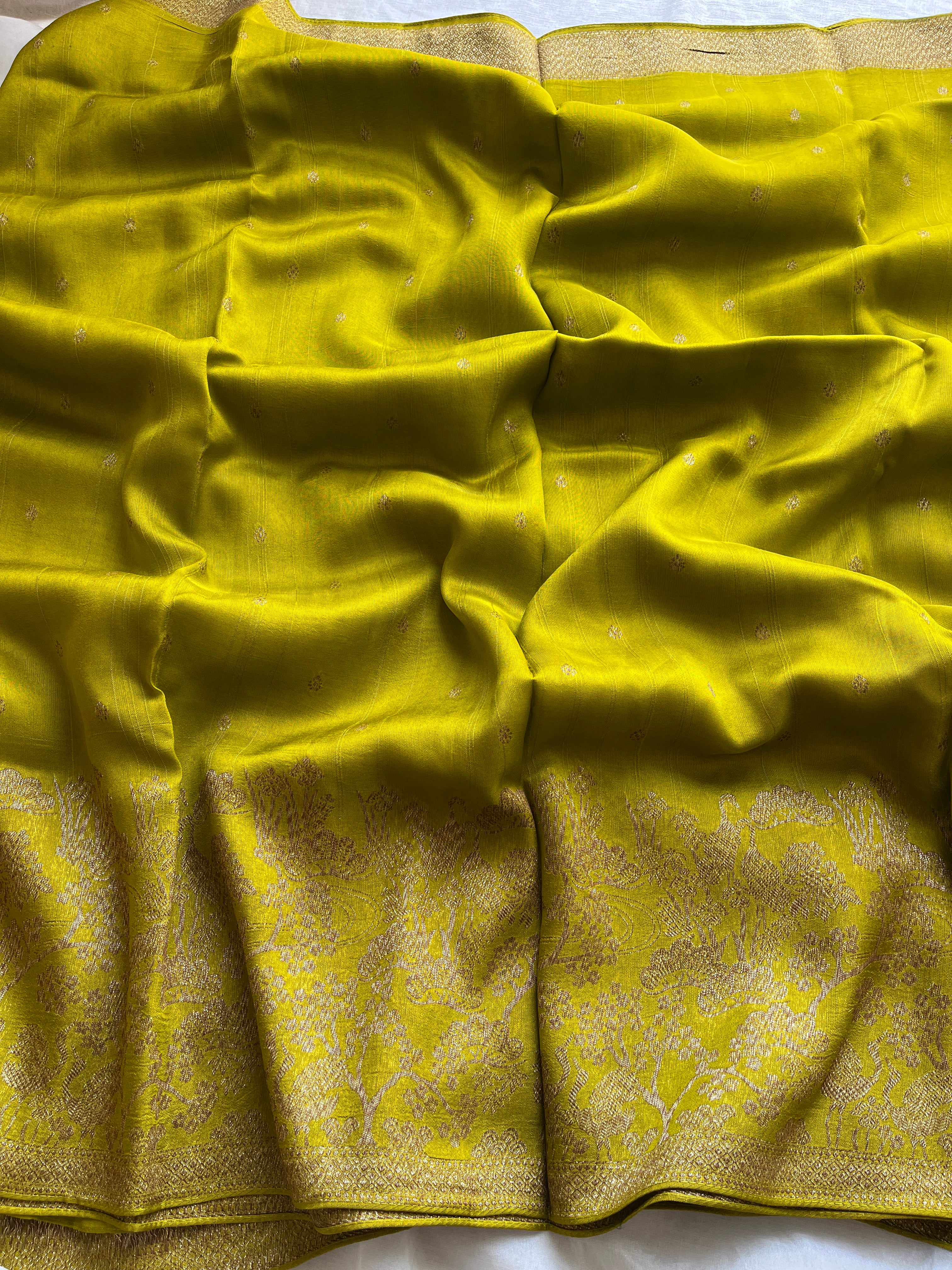 Green Raw Silk Banaras Saree