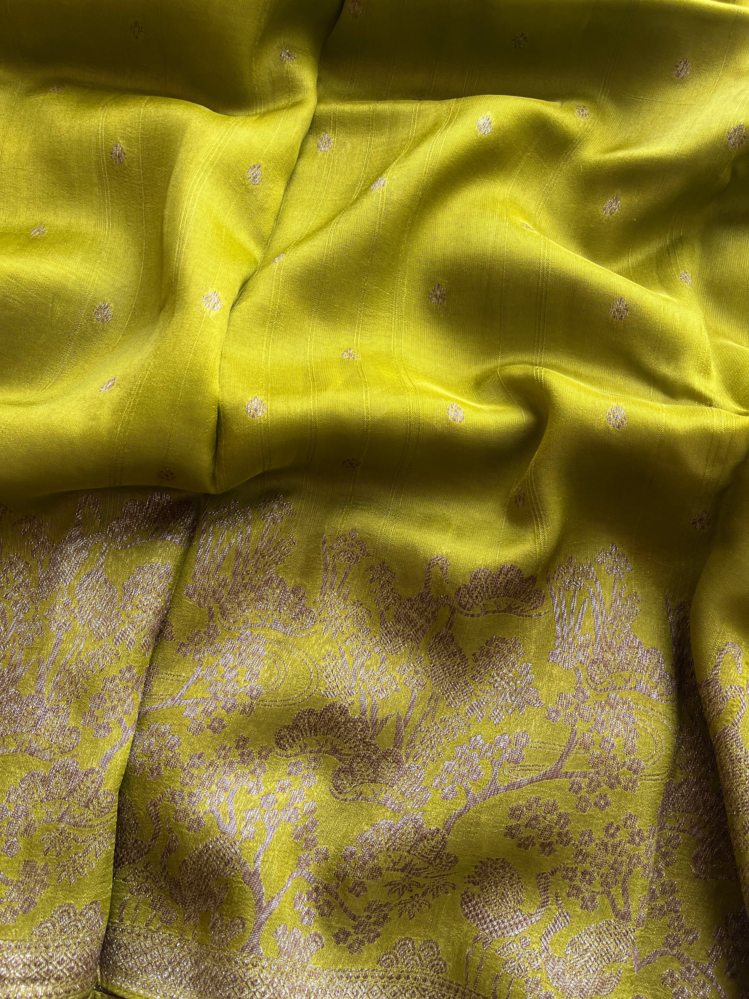 Green Raw Silk Banaras Saree
