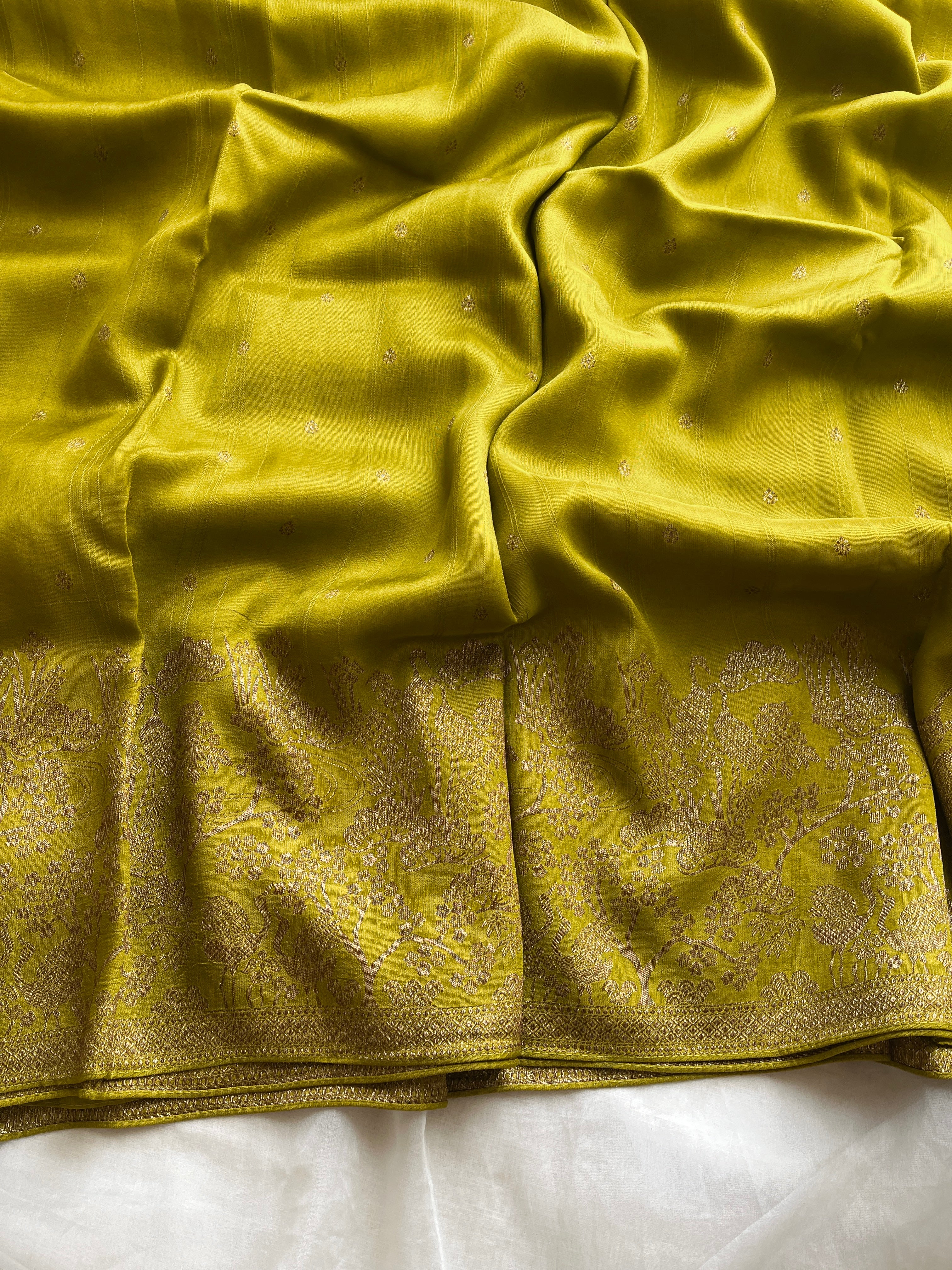 Green Raw Silk Banaras Saree
