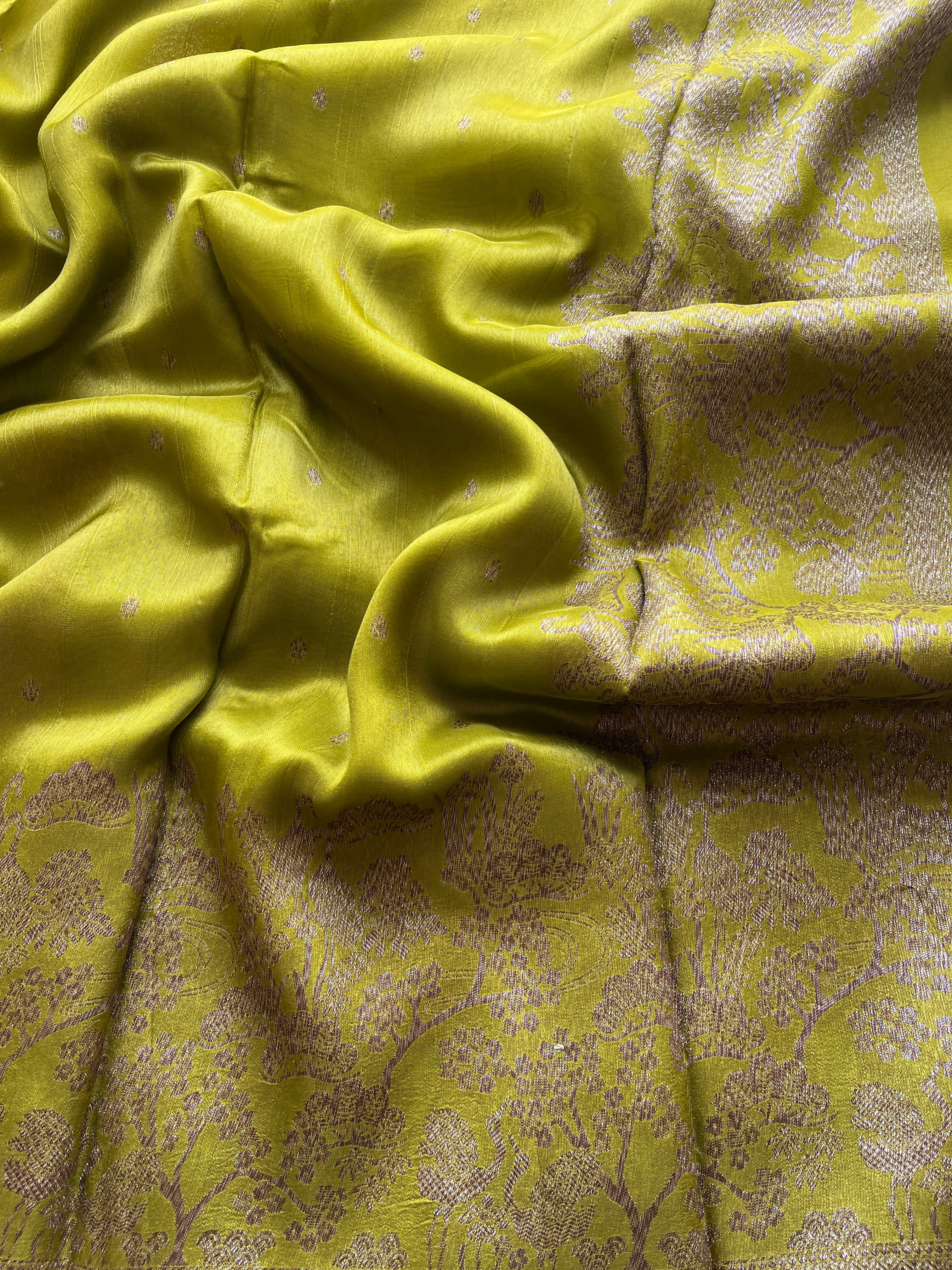 Green Raw Silk Banaras Saree