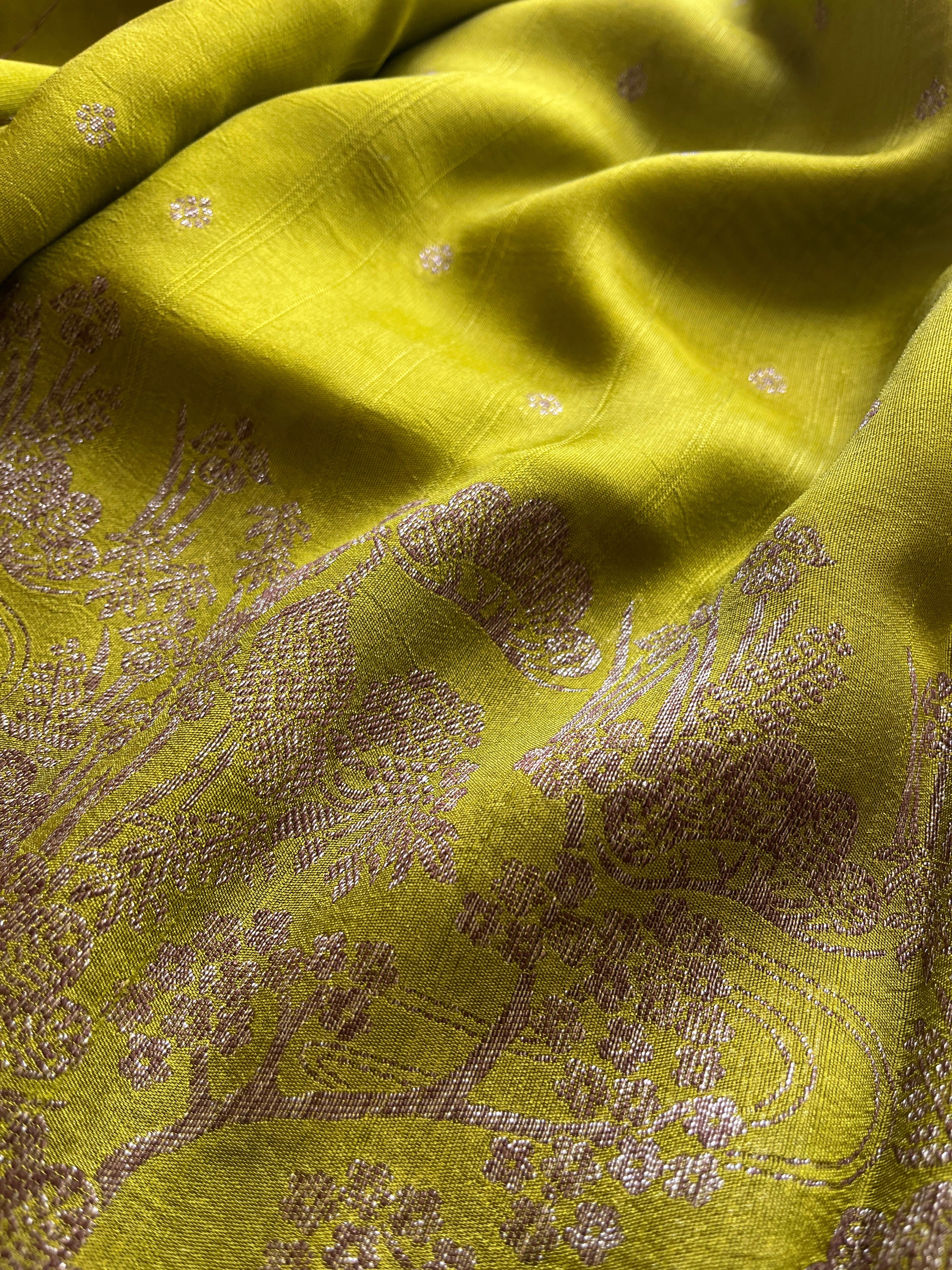 Green Raw Silk Banaras Saree