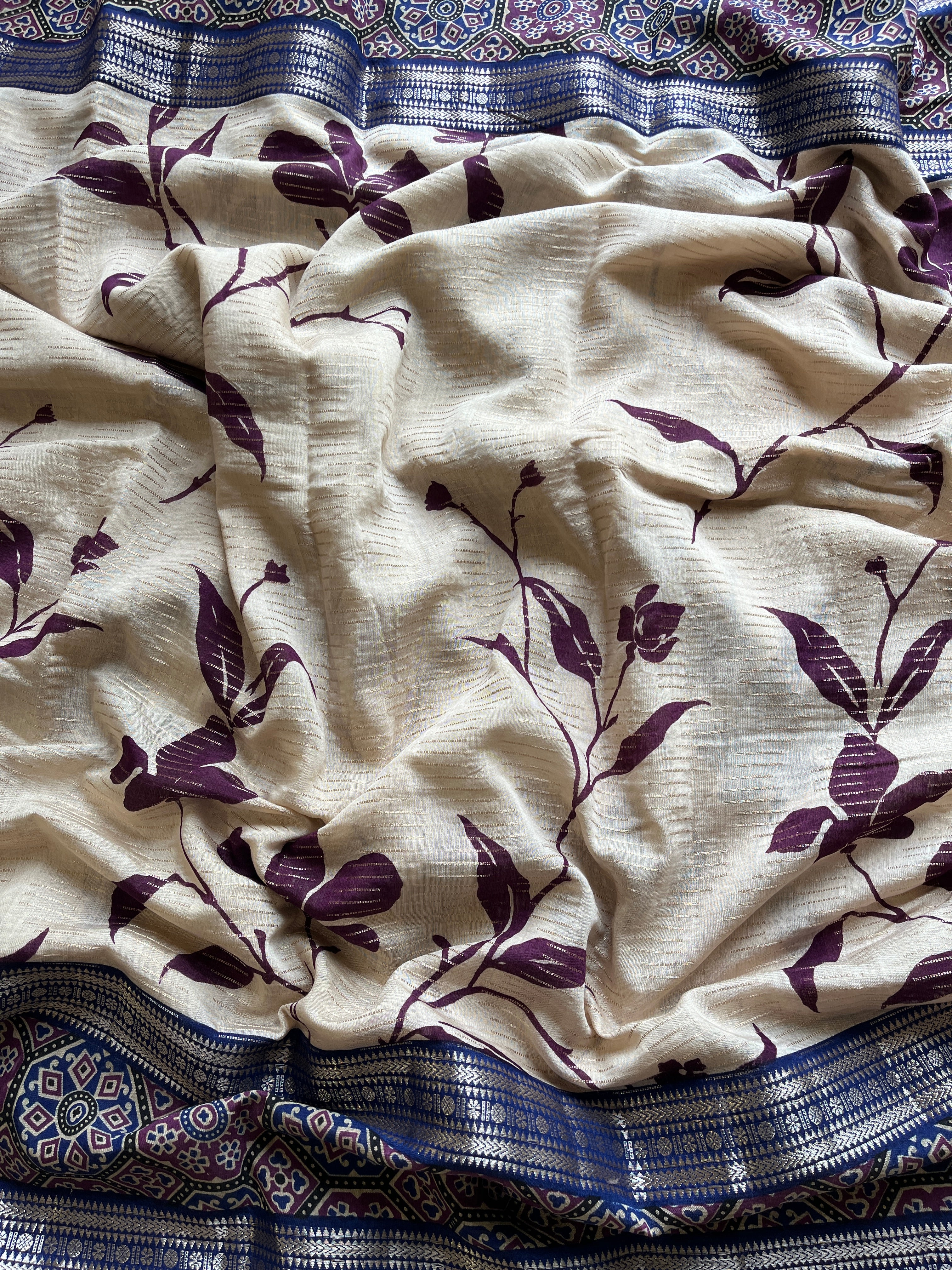 Navy Blue & Violet Floral saree