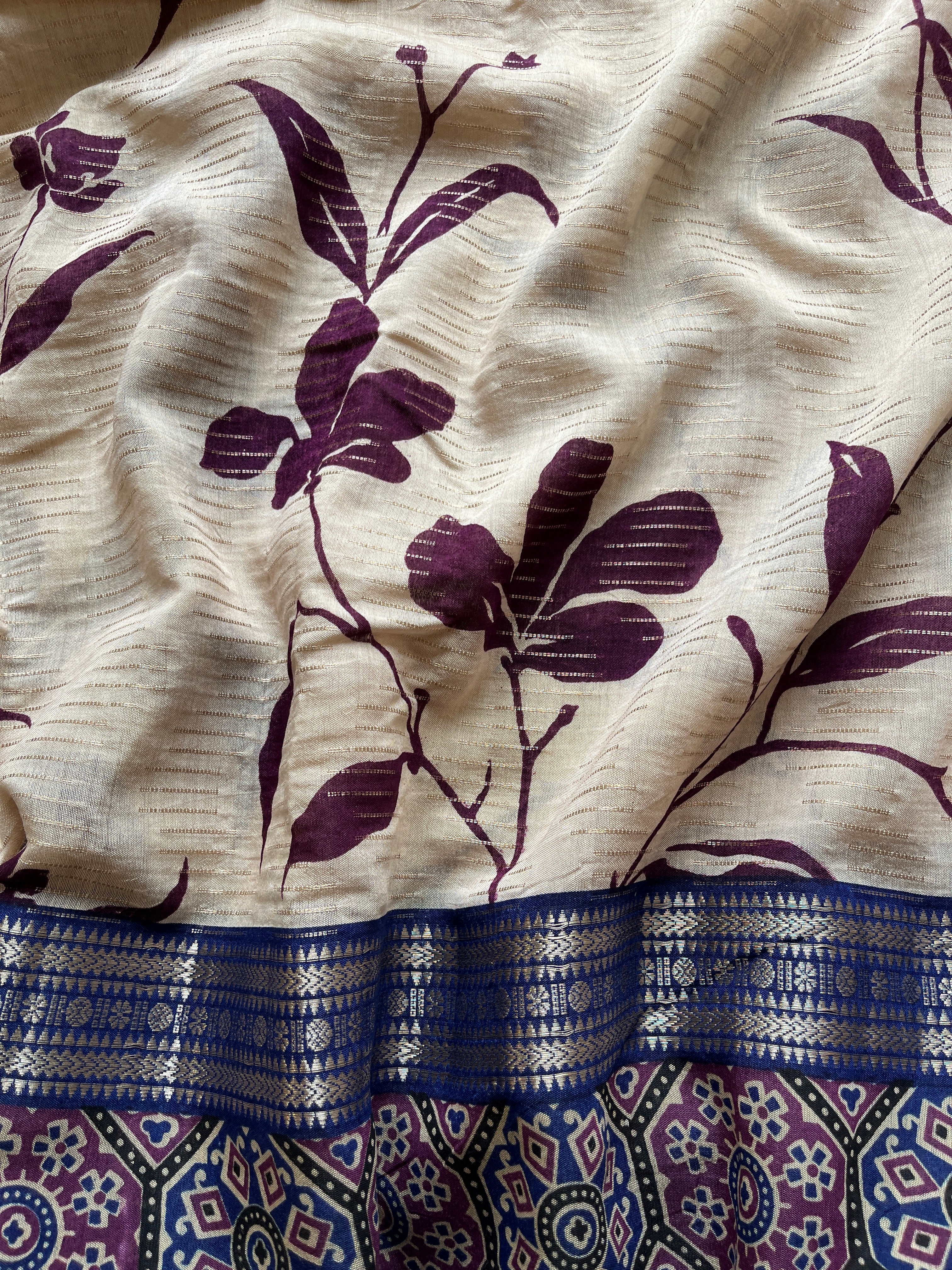 Navy Blue & Violet Floral saree