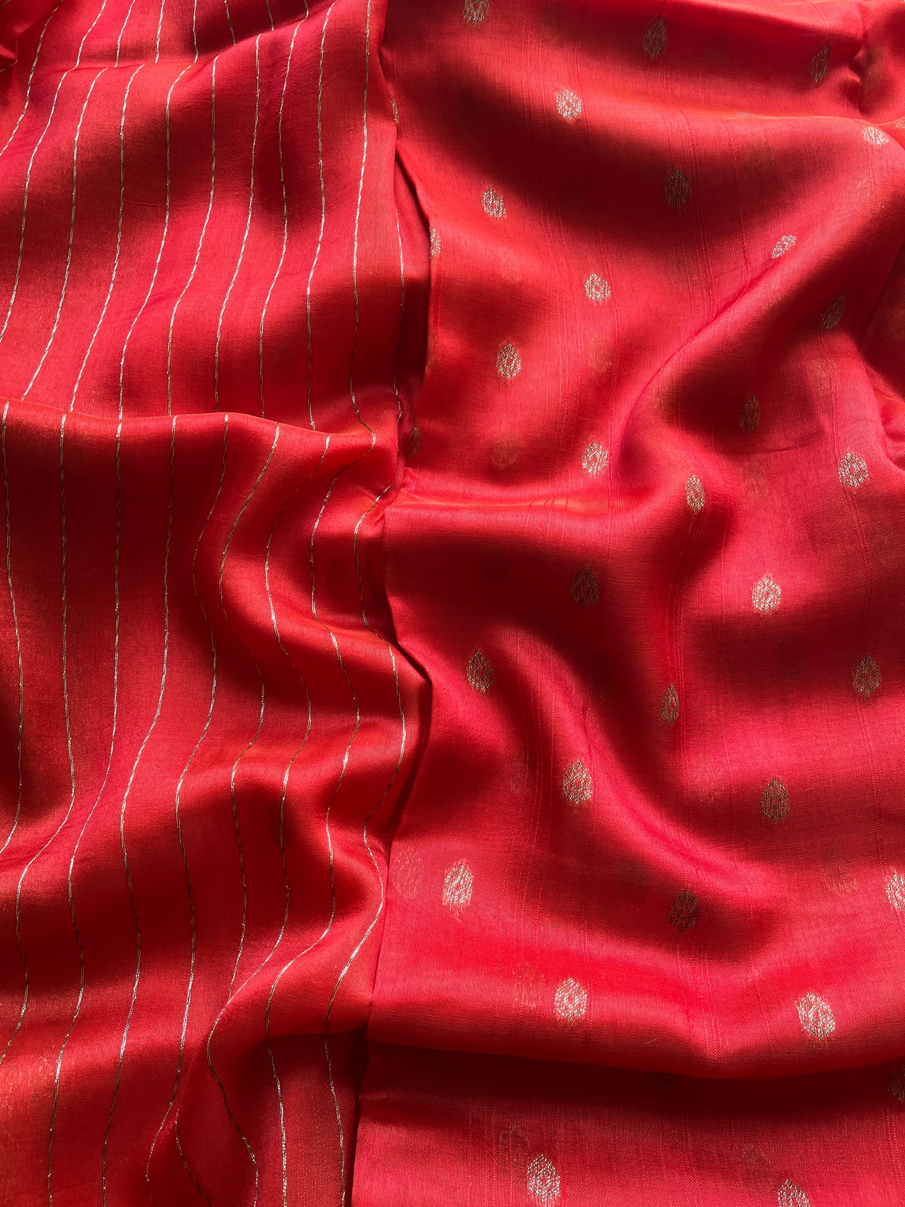 Orange Raw Silk Banaras Saree