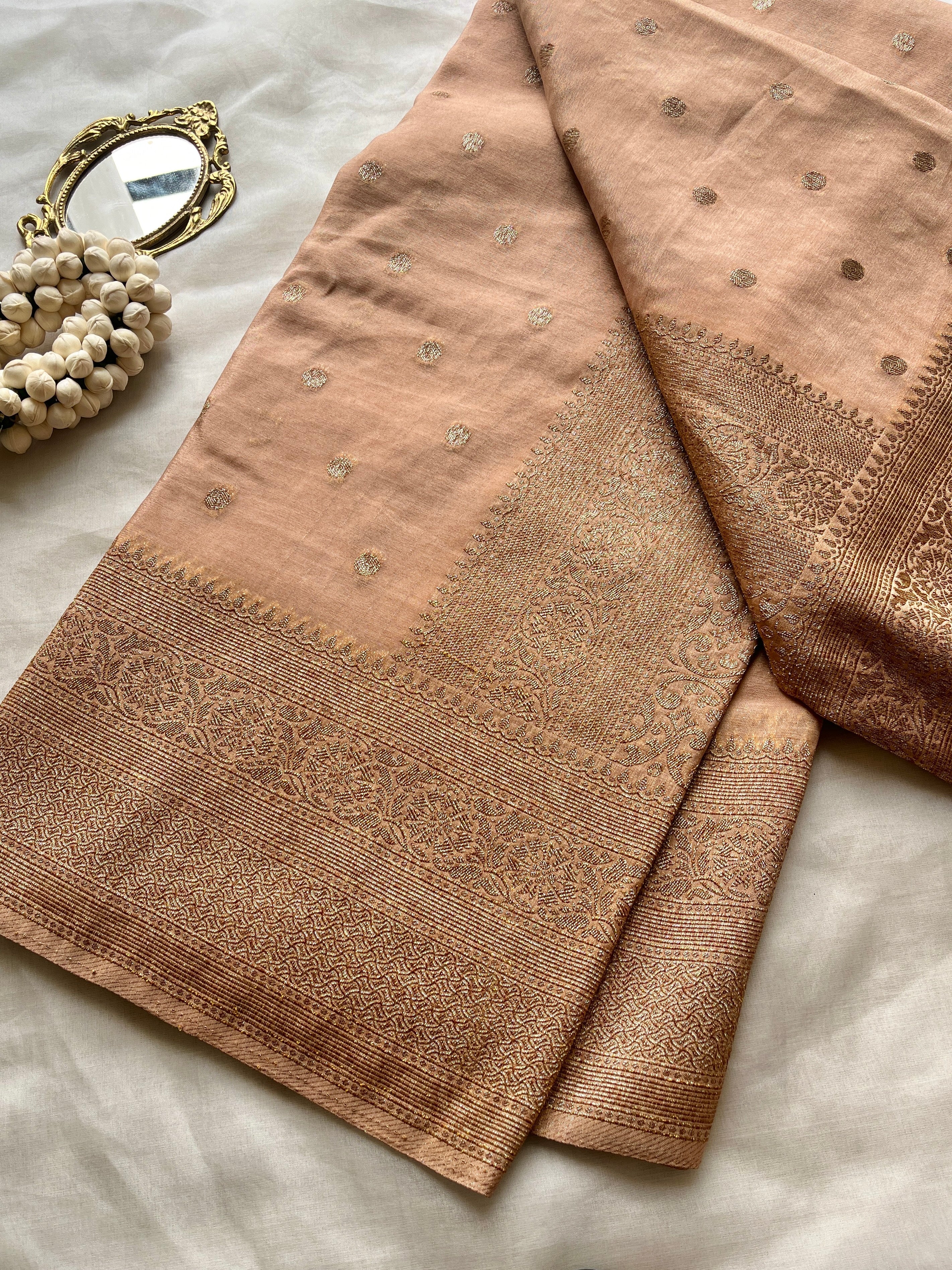 Beige Viscose Georgette saree